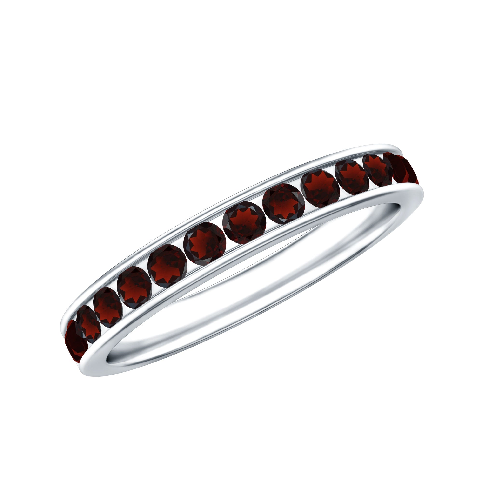 Certified Real Garnet Half Eternity Ring in Channel Setting AAA - Rosec Jewels