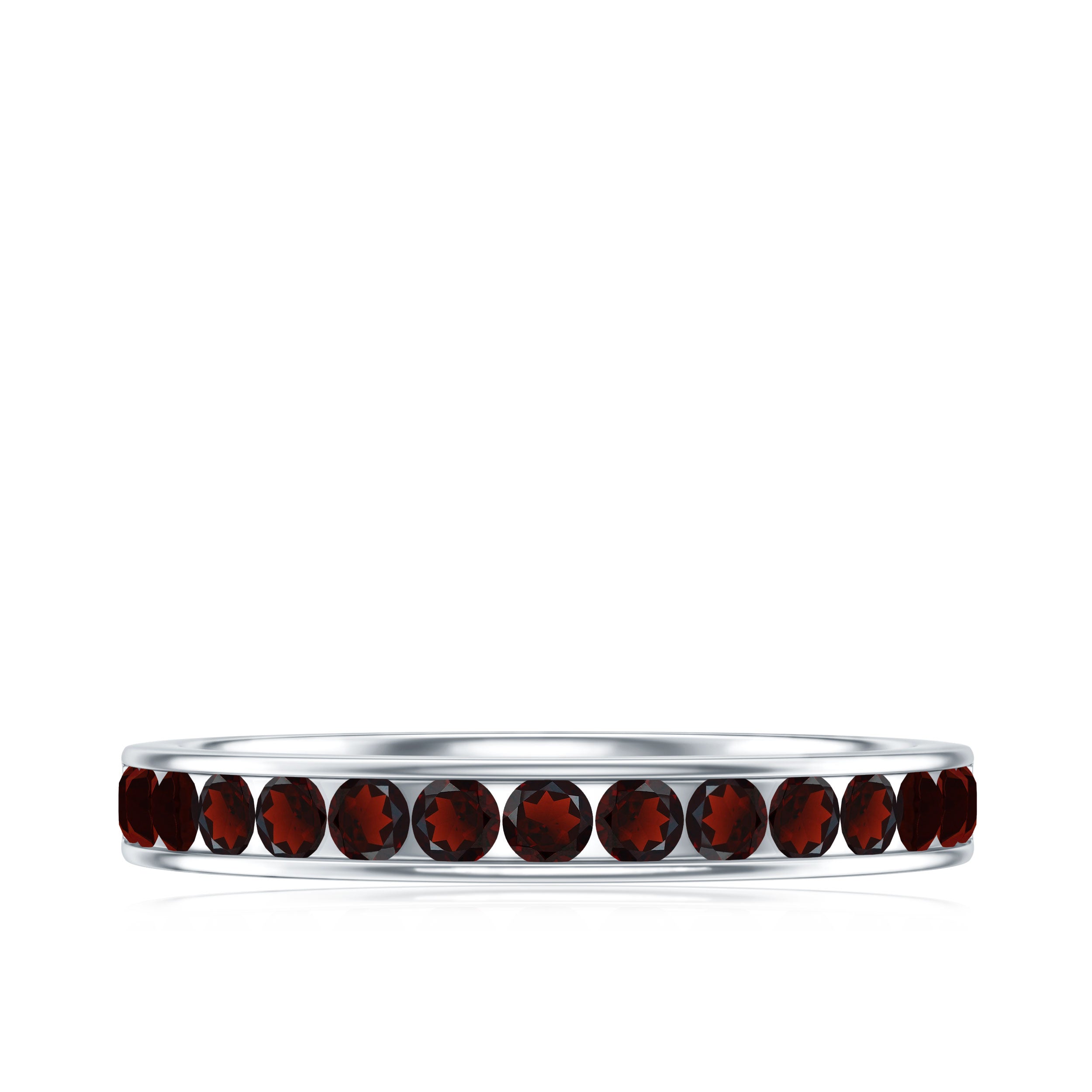 Certified Real Garnet Half Eternity Ring in Channel Setting AAA - Rosec Jewels