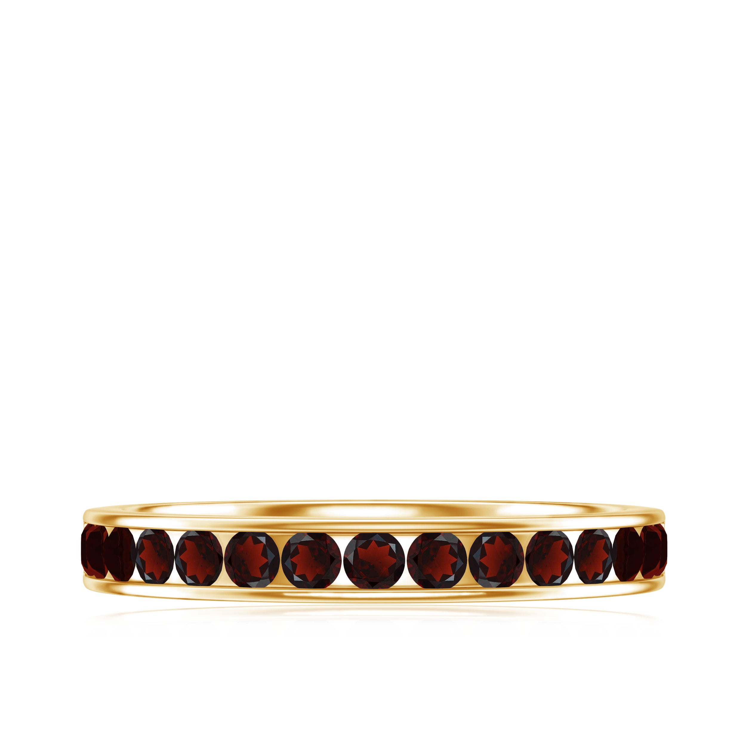 Certified Real Garnet Half Eternity Ring in Channel Setting AAA - Rosec Jewels