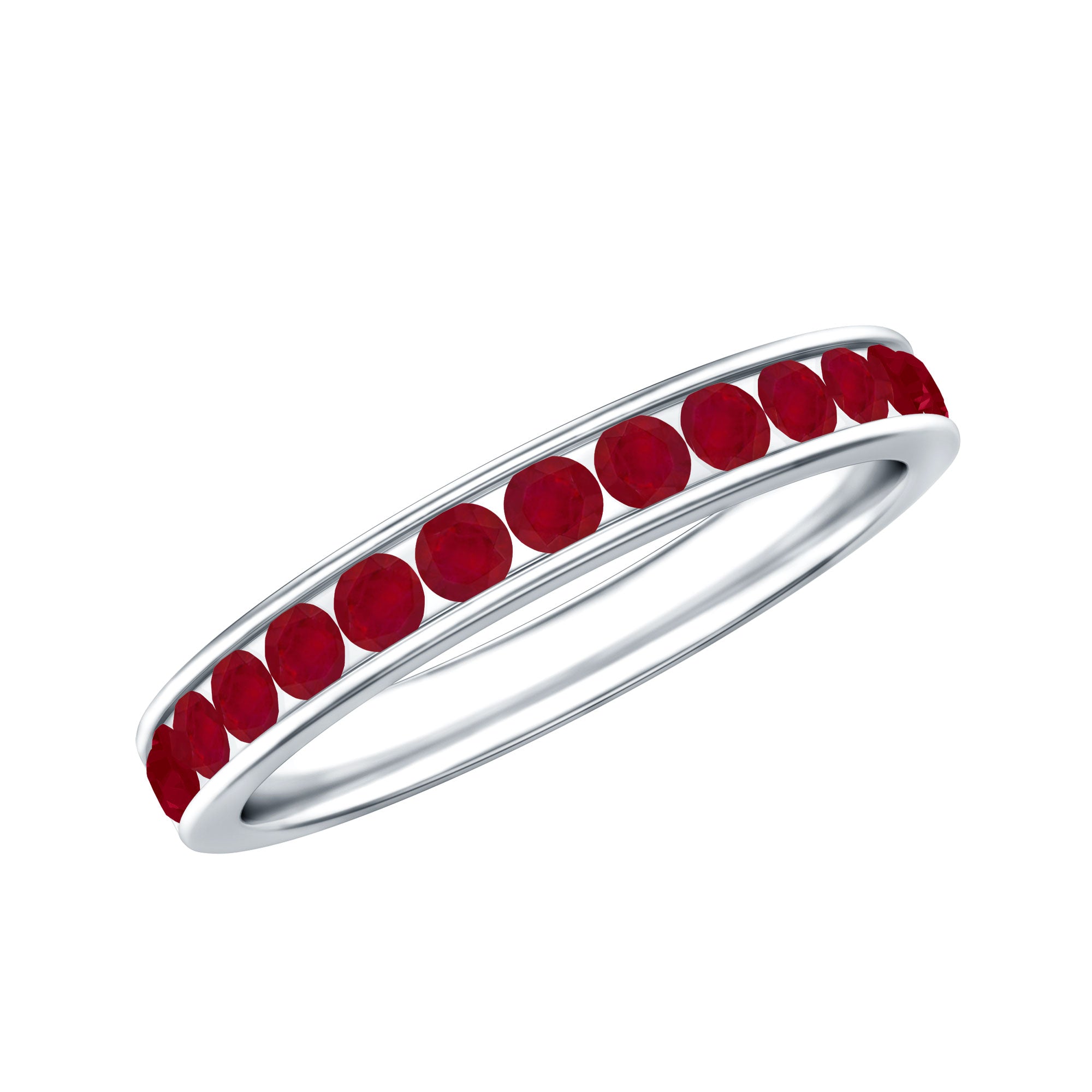 Natural Ruby Half Eternity Anniversary Ring in Channel Set AAA - Rosec Jewels