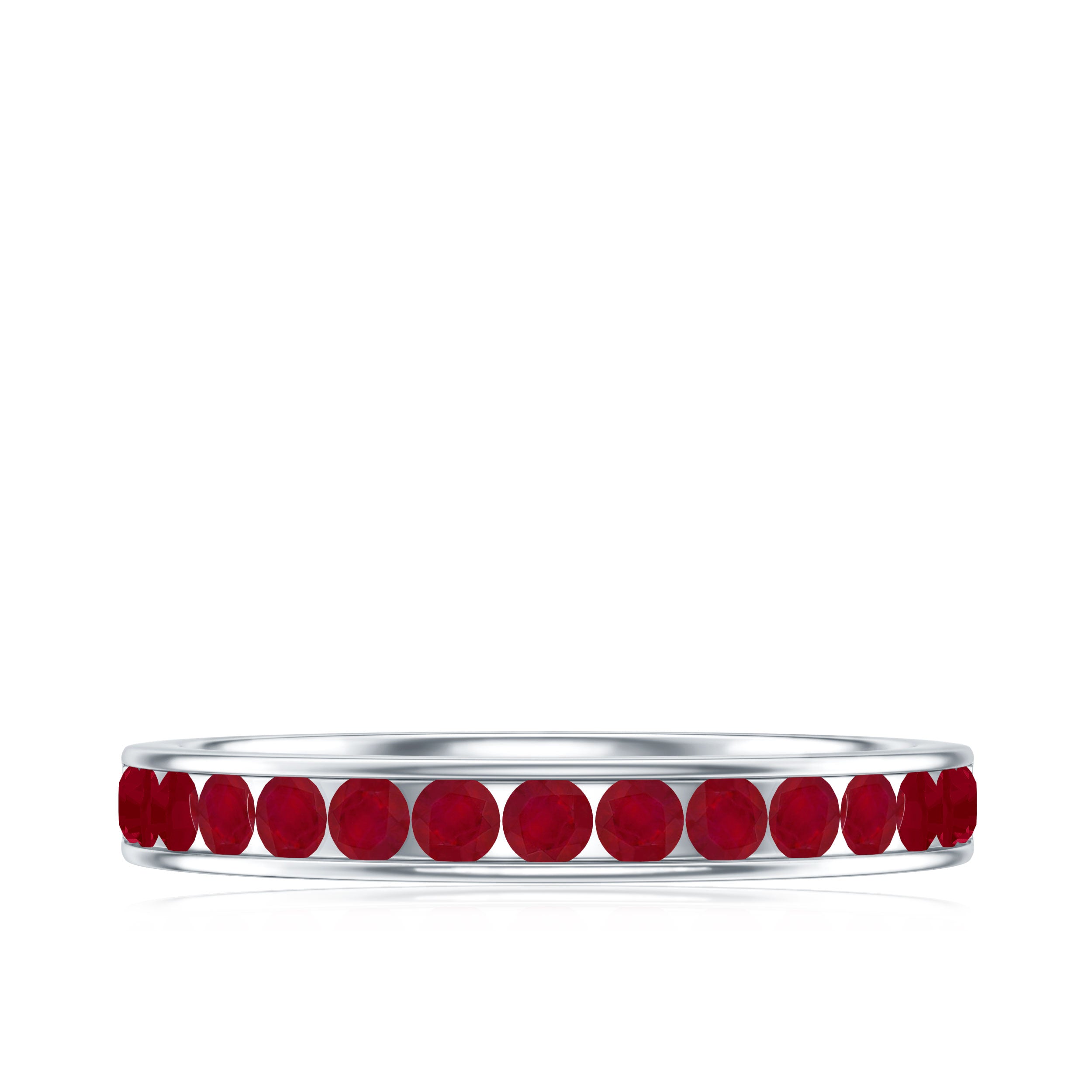 Natural Ruby Half Eternity Anniversary Ring in Channel Set AAA - Rosec Jewels