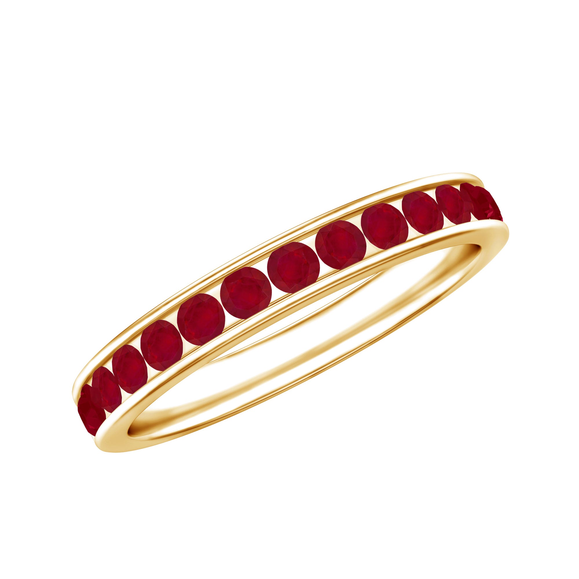 Natural Ruby Half Eternity Anniversary Ring in Channel Set AAA - Rosec Jewels