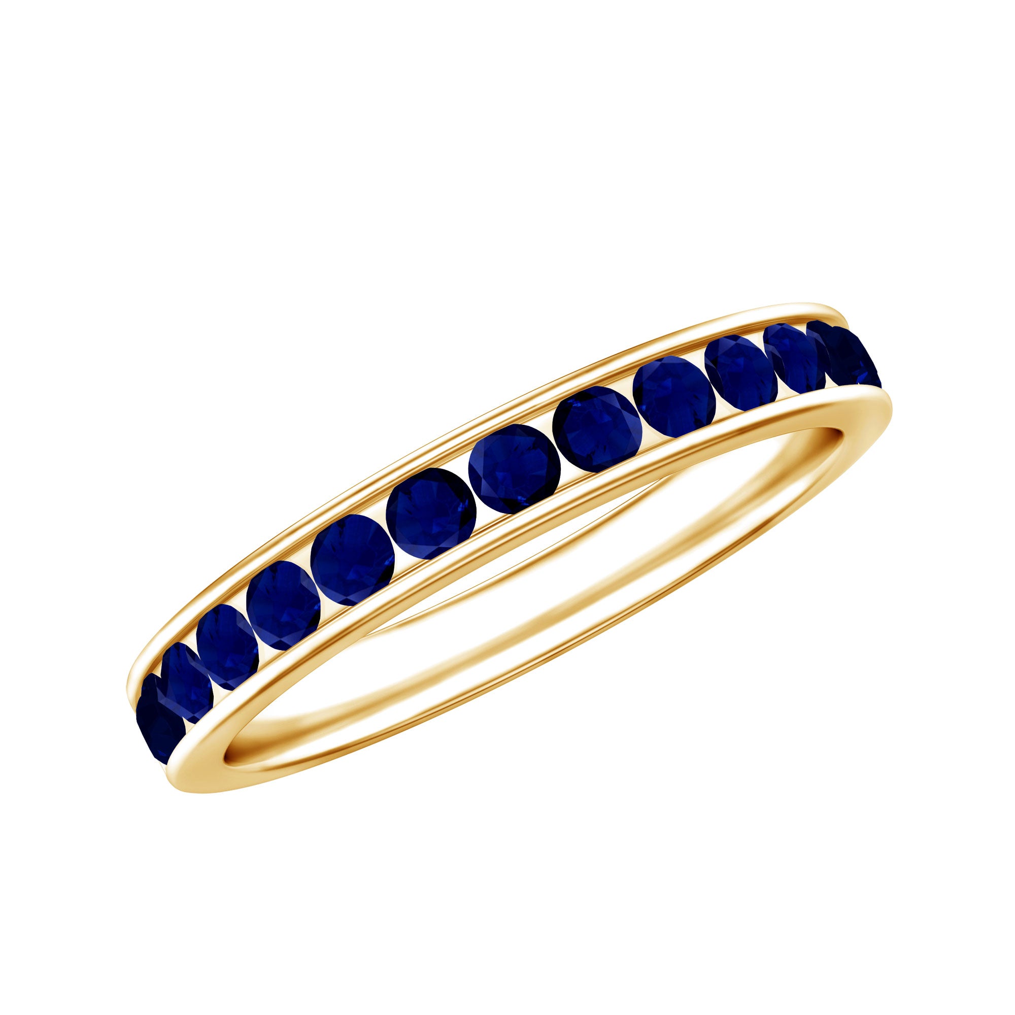 Natural Blue Sapphire Half Eternity Stackable Ring for Women AAA - Rosec Jewels