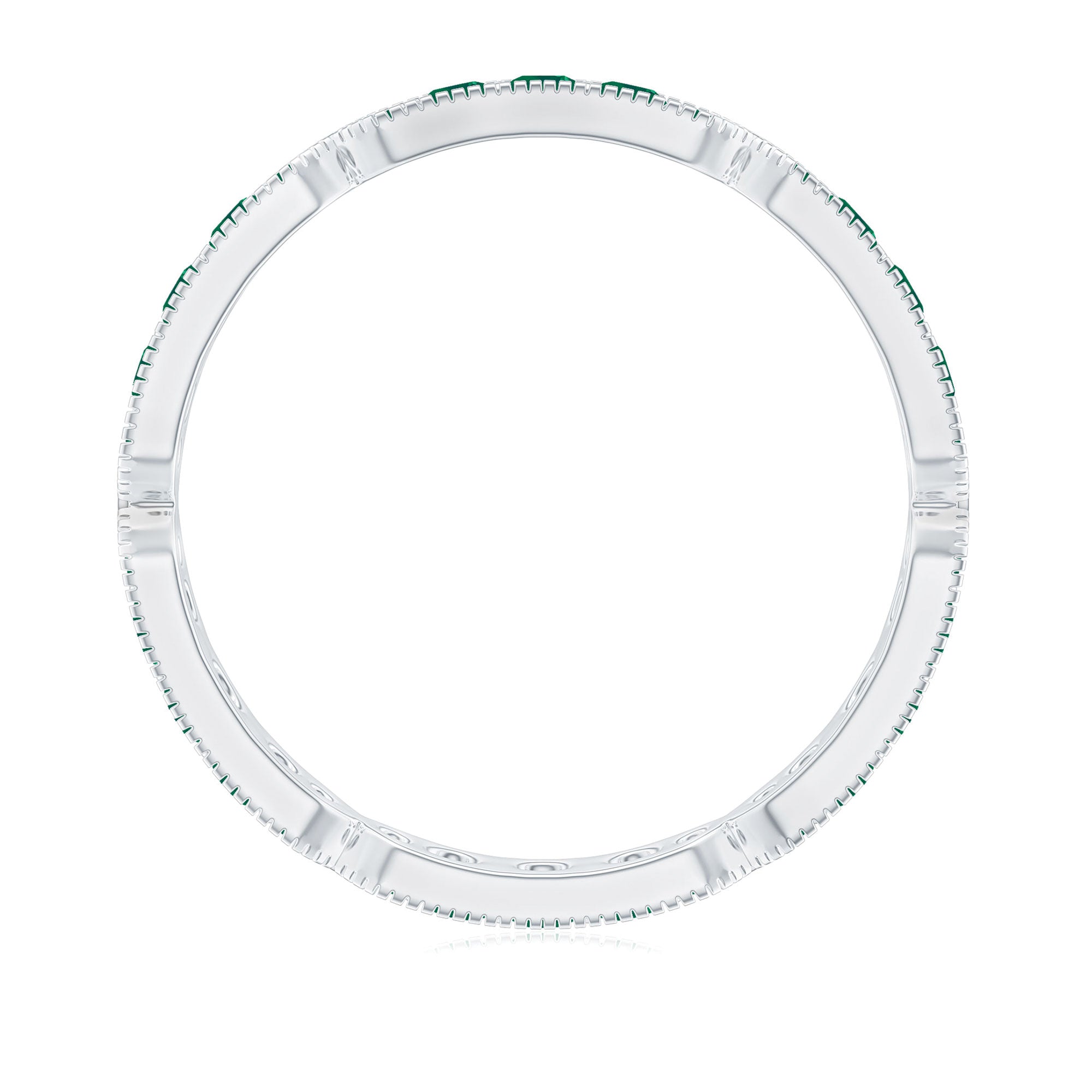 Natural Emerald Eternity Wedding Band with Milgrain Detail AAA - Rosec Jewels