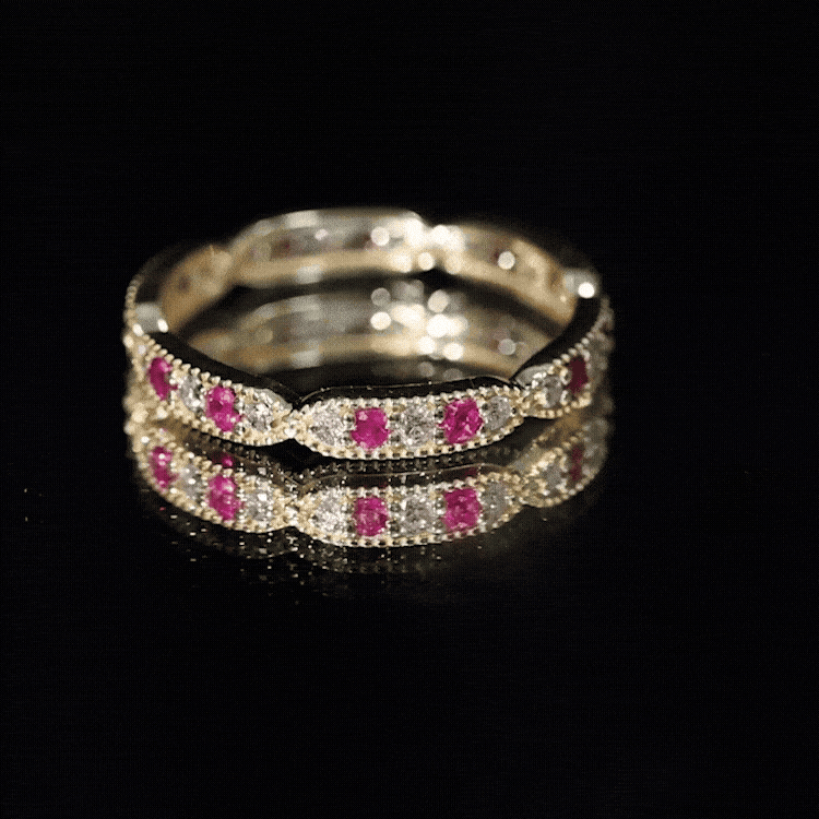 Real Ruby Diamond Eternity Ring for Anniversary AAA - Rosec Jewels