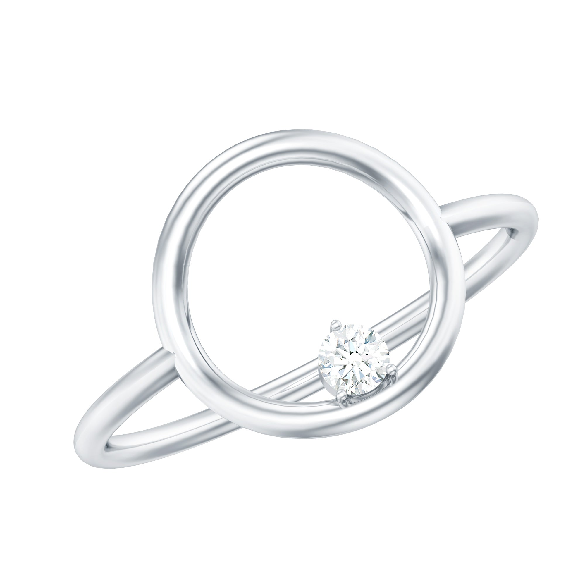 Certified Diamond Open Circle Ring for Women Natural - ( HI-SI ) - Rosec Jewels