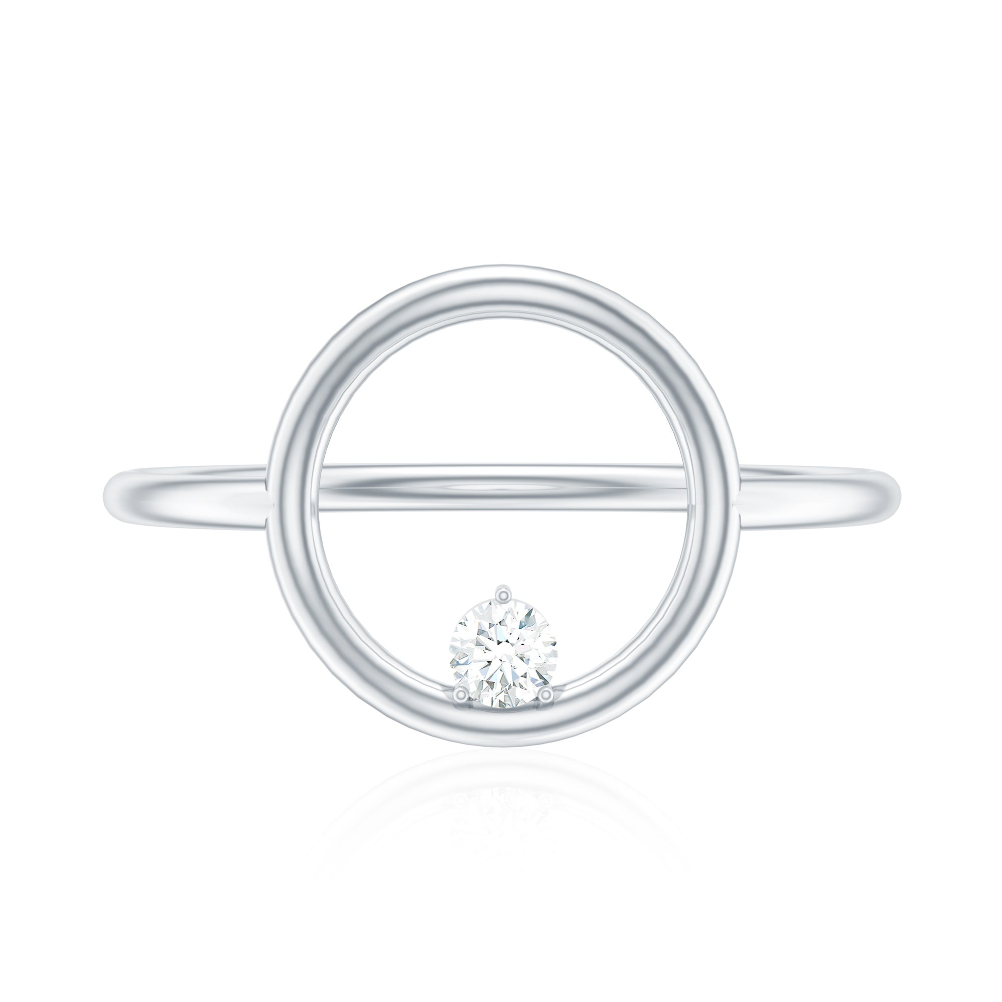 Certified Diamond Open Circle Ring for Women Natural - ( HI-SI ) - Rosec Jewels