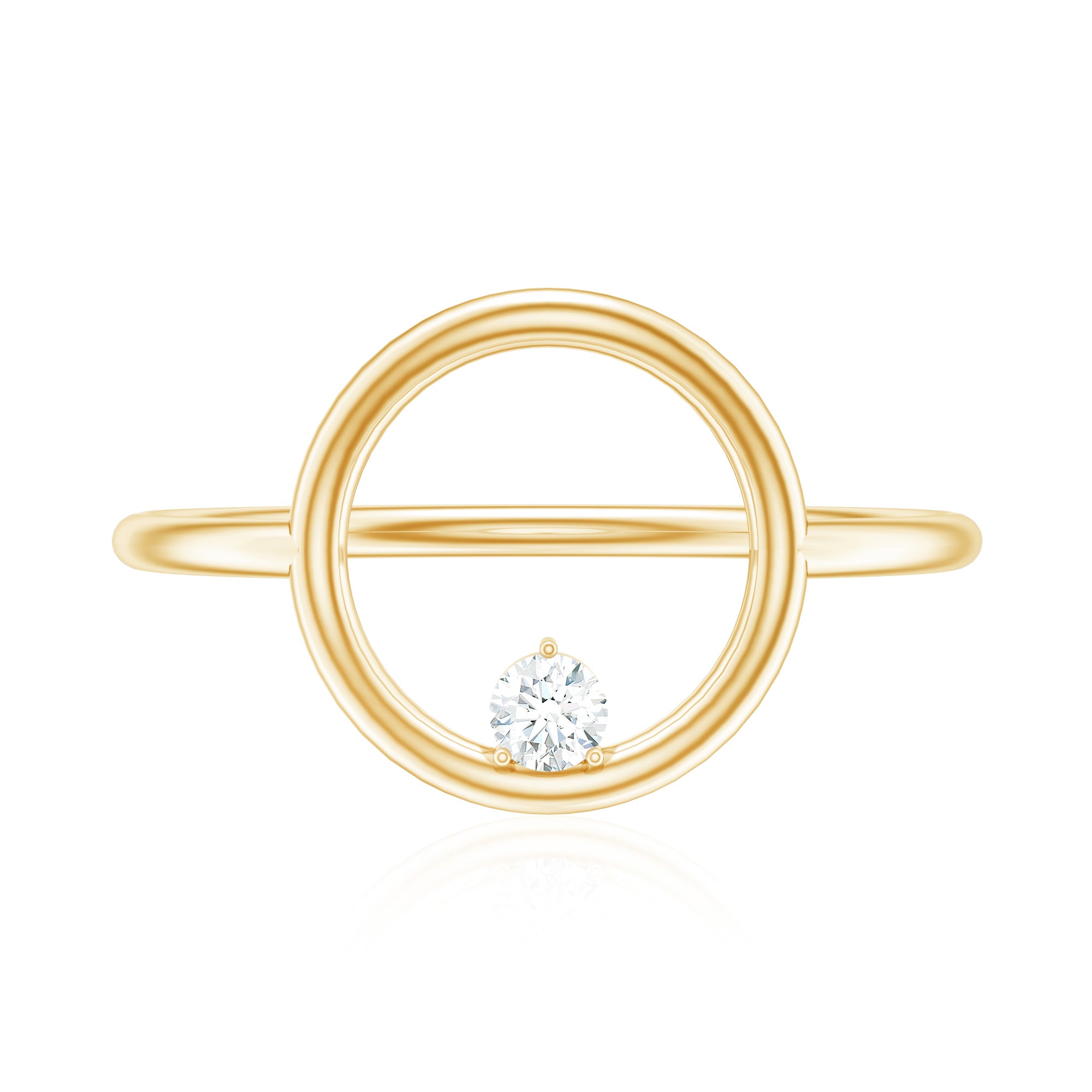 Certified Diamond Open Circle Ring for Women Natural - ( HI-SI ) - Rosec Jewels