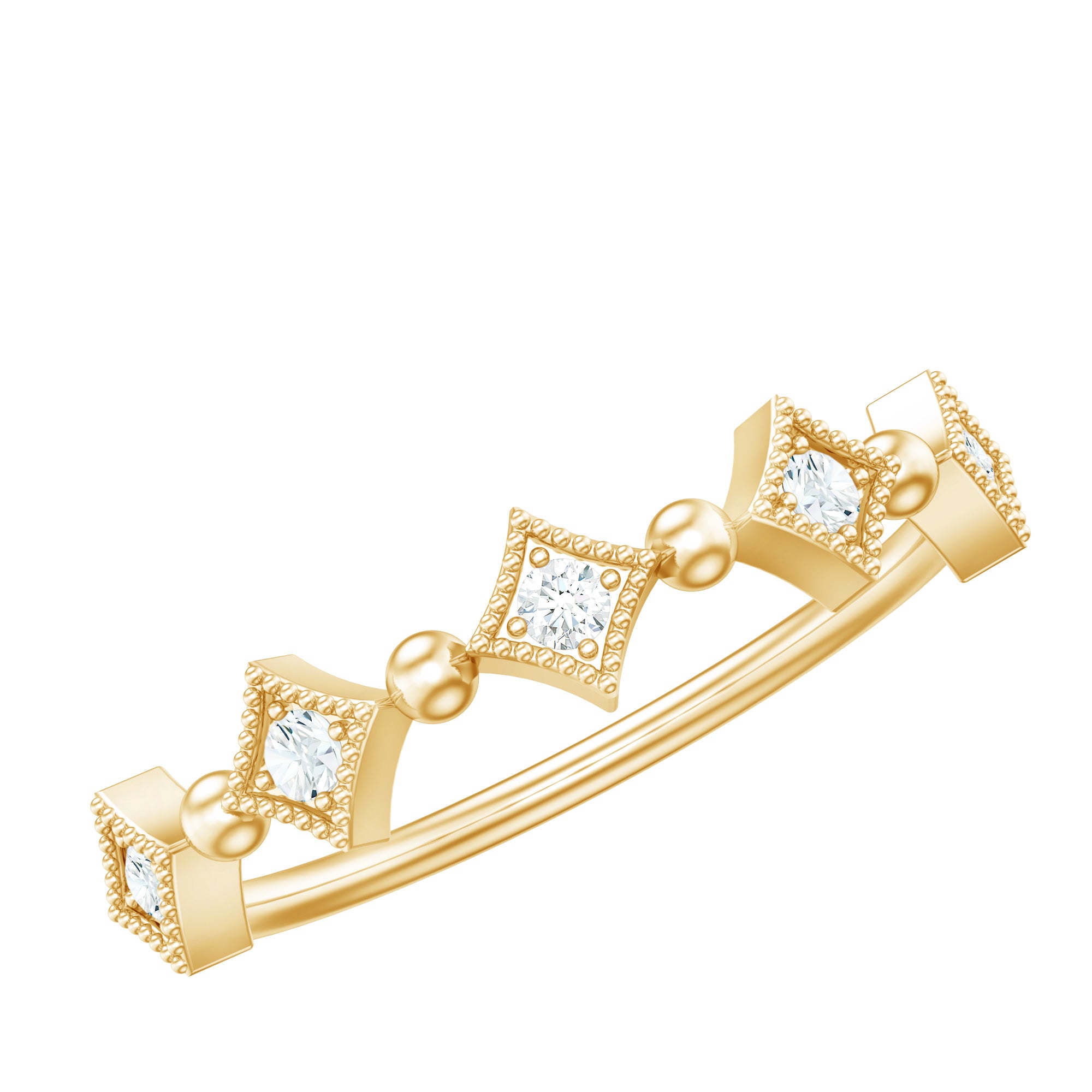 Certified 5 Stone Diamond Dainty Ring Natural - ( HI-SI ) - Rosec Jewels