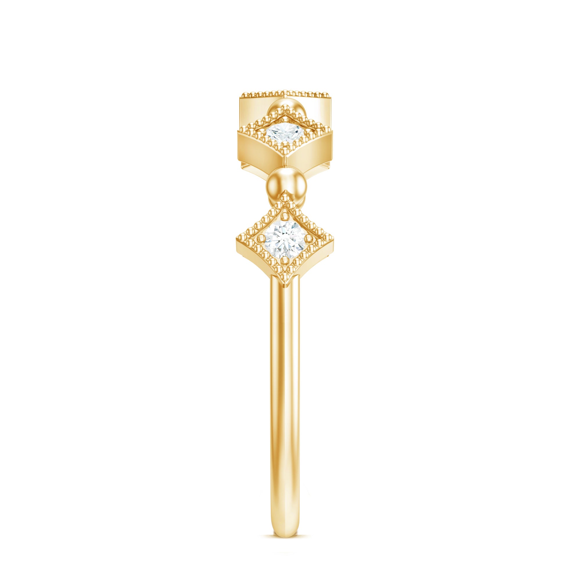 Certified 5 Stone Diamond Dainty Ring Natural - ( HI-SI ) - Rosec Jewels