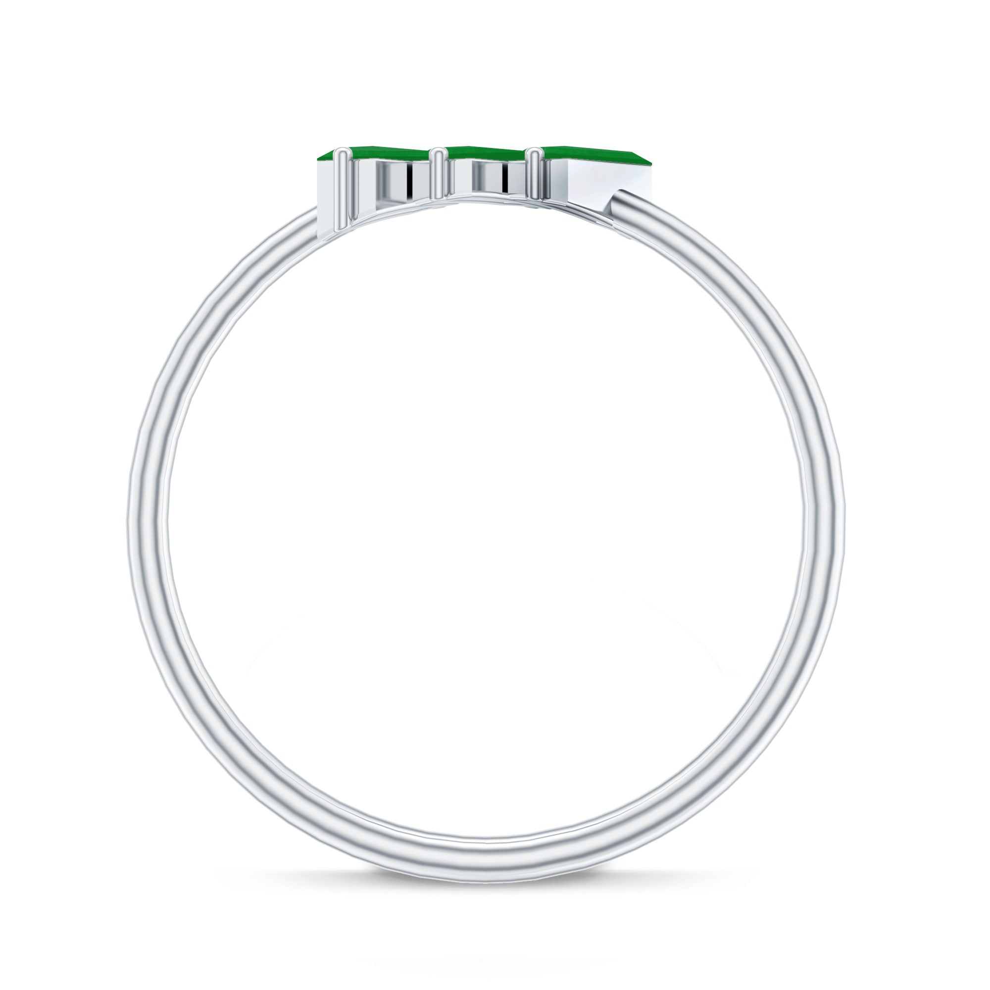 Baguette Cut Real Emerald Three Stone Promise Ring AAA - Rosec Jewels