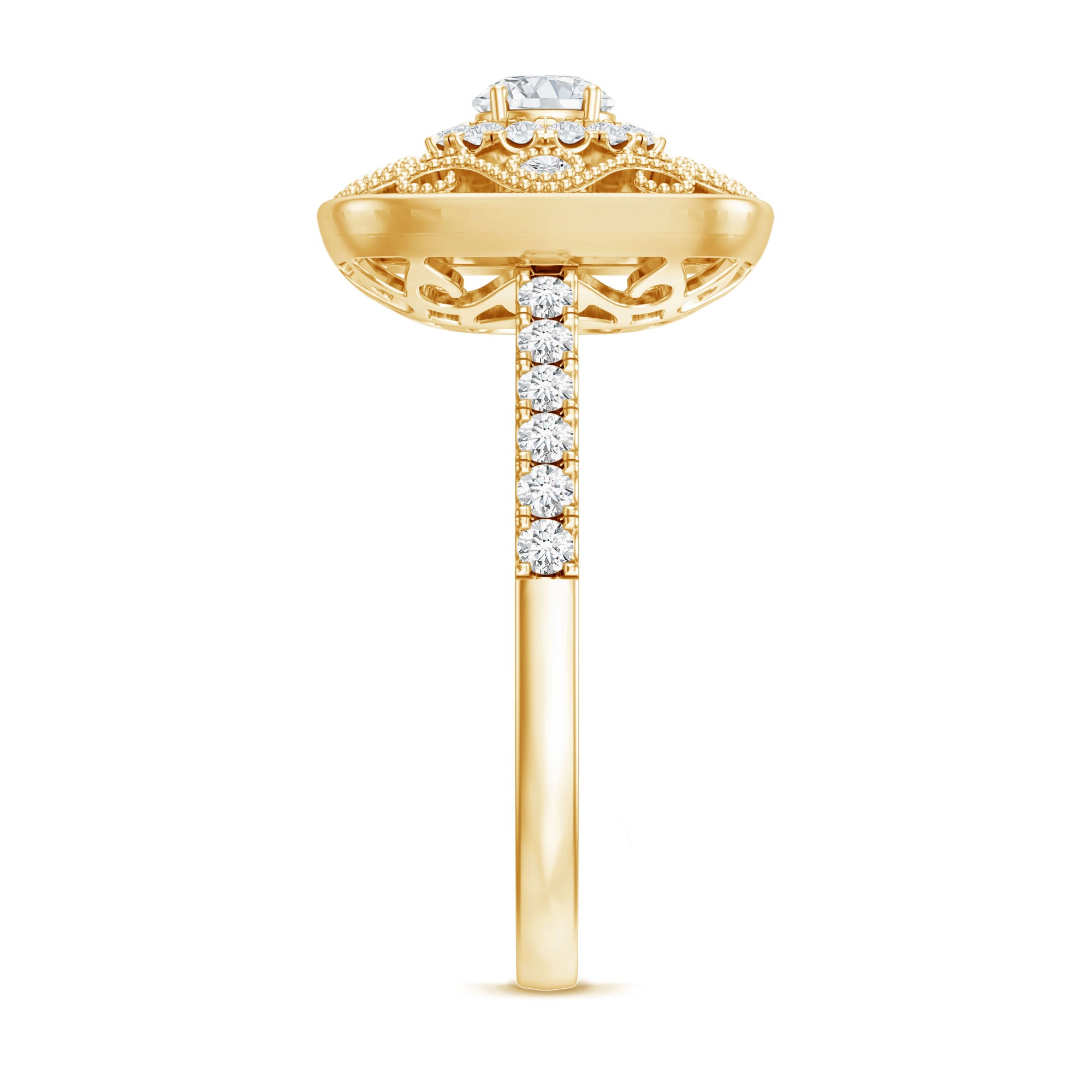 Rosec Jewels-Moissanite Statement Engagement Ring with Milgrain Detailing