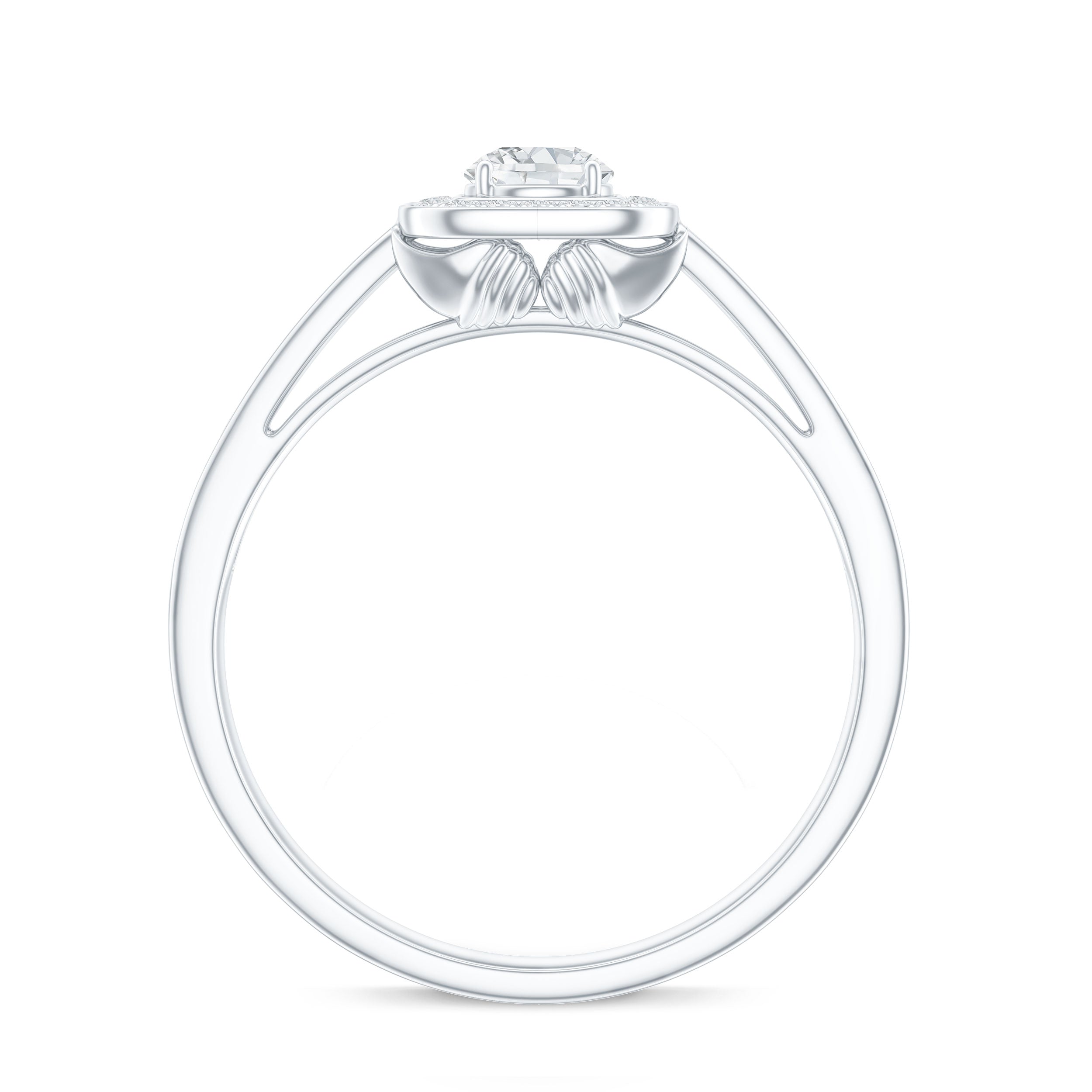 Rosec Jewels-Moissanite Round Halo Engagement Ring with Certificate