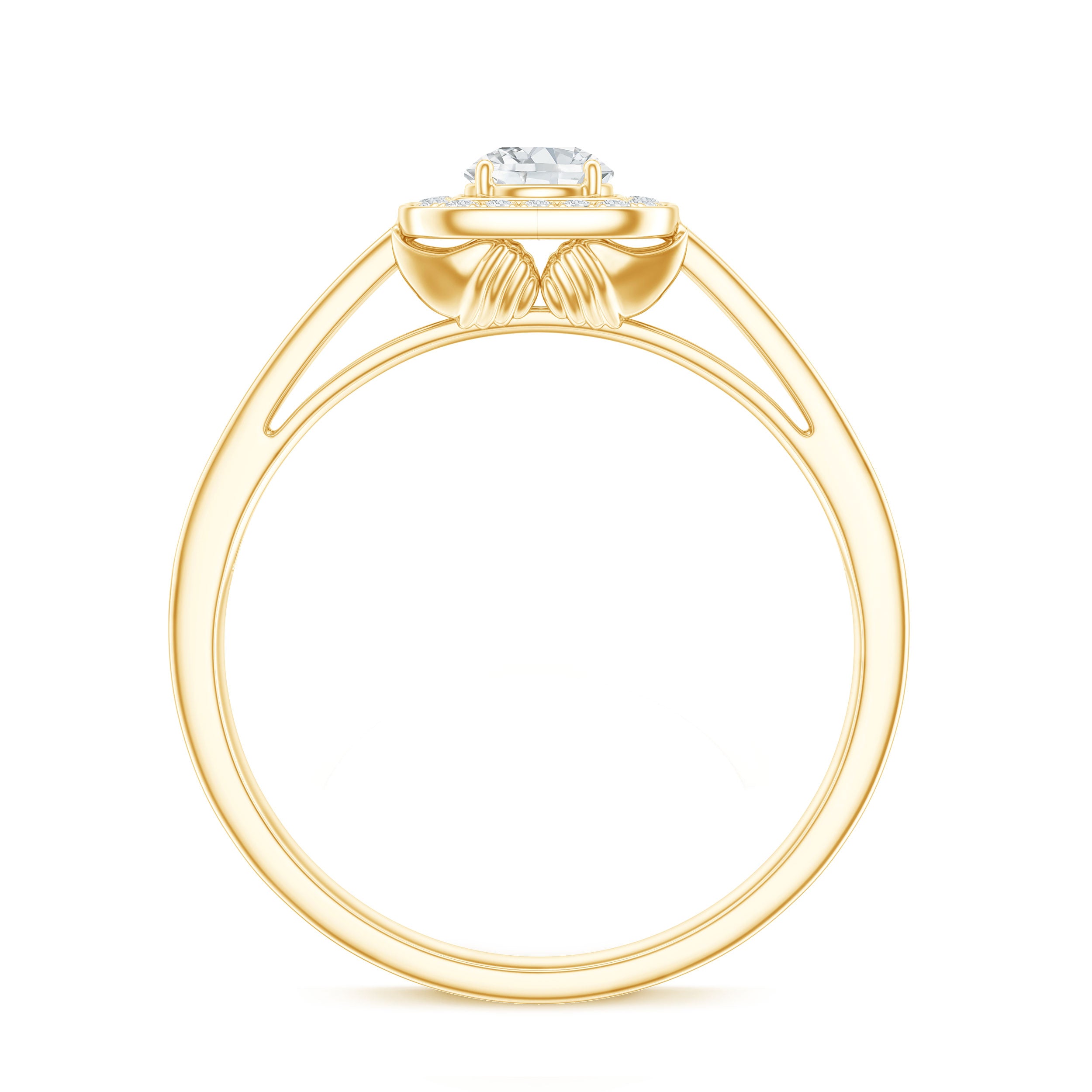 Rosec Jewels-Moissanite Round Halo Engagement Ring with Certificate
