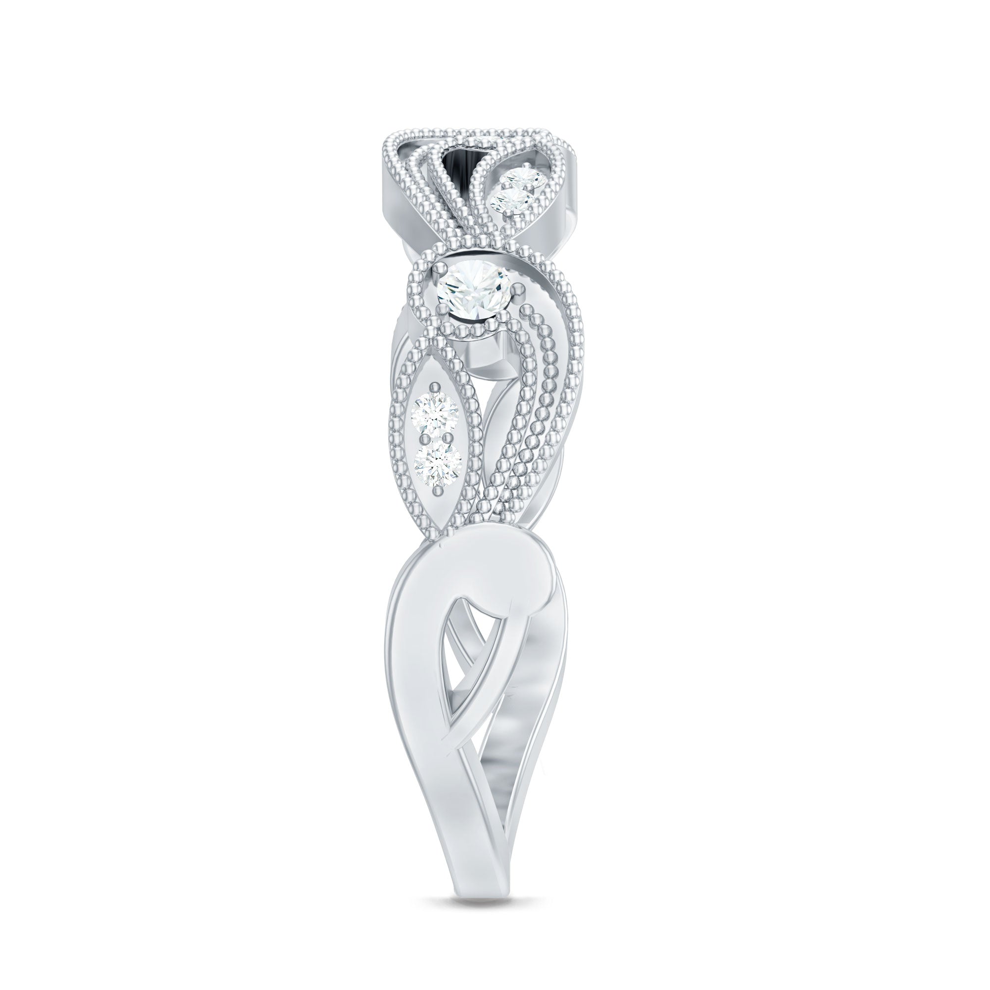 Diamond Band Ring with Milgrain Details Natural - ( HI-SI ) - Rosec Jewels