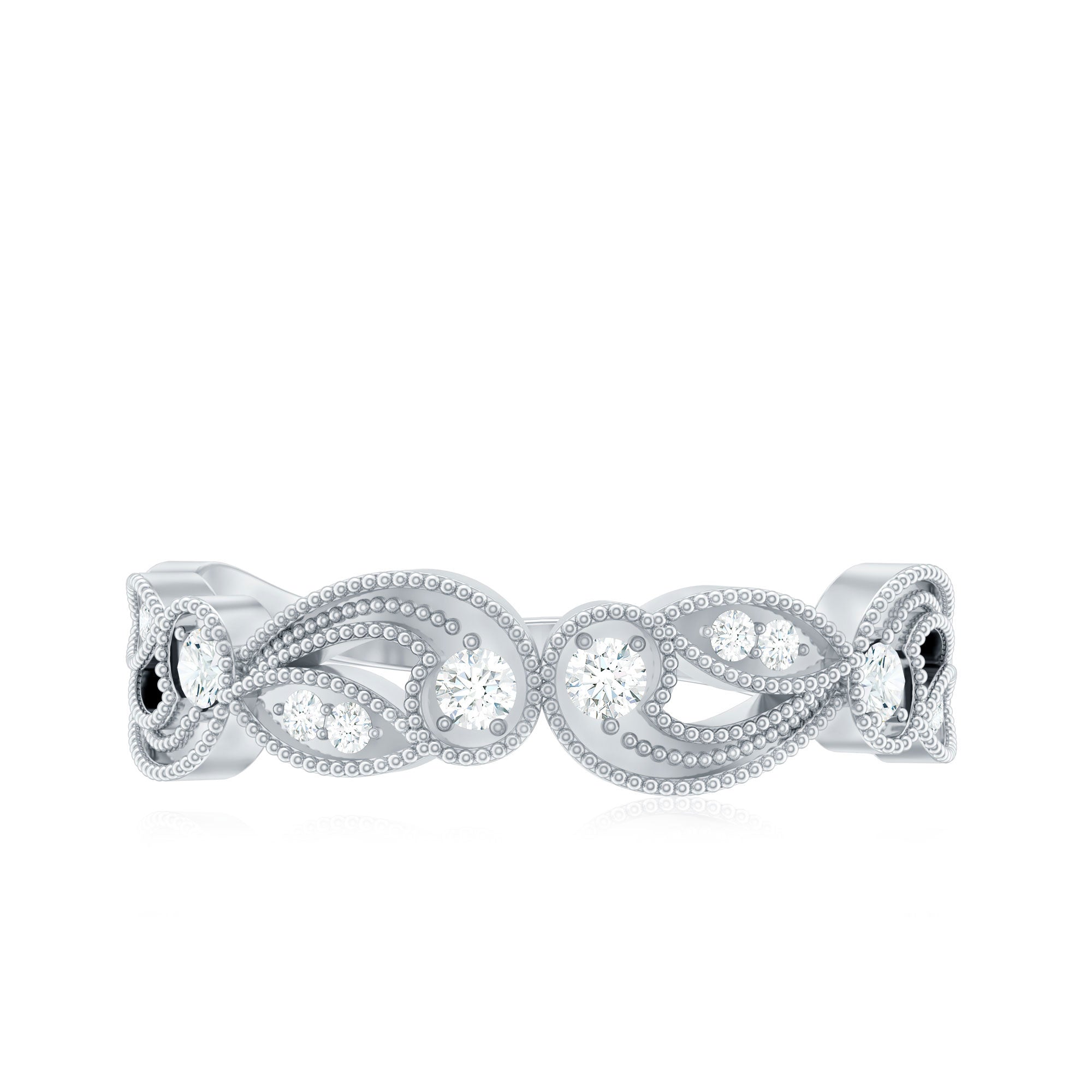 Diamond Band Ring with Milgrain Details Natural - ( HI-SI ) - Rosec Jewels