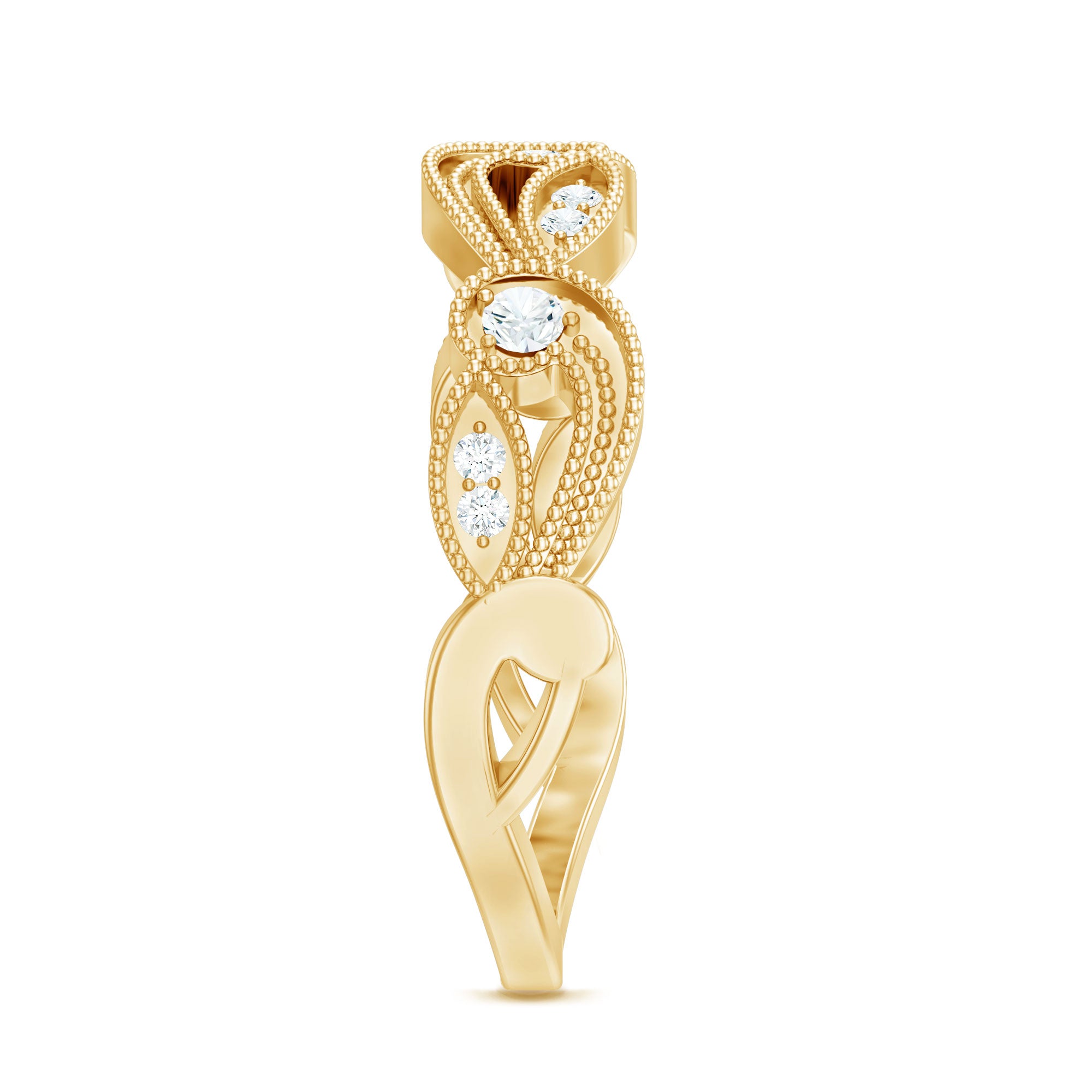 Diamond Band Ring with Milgrain Details Natural - ( HI-SI ) - Rosec Jewels
