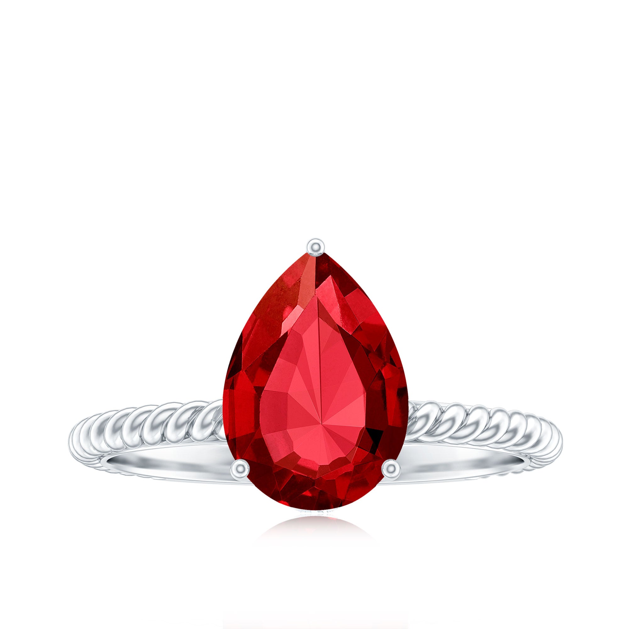 2.9 Carat Lab Created Ruby Teardrop Engagement Ring With Surprise Diamonds AAAA - Rosec Jewels