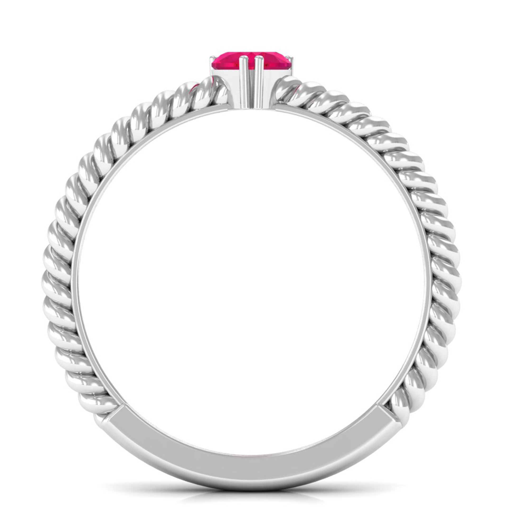 Real Half Carat Ruby Heart Promise Ring with Twisted Rope AAA - Rosec Jewels