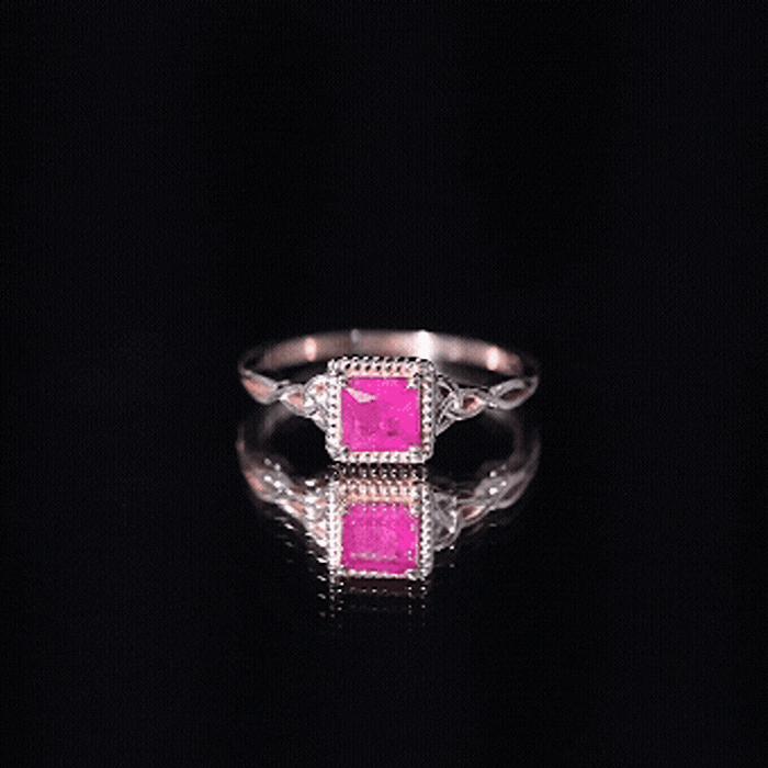 Natural 0.8 Carat Princess Cut Ruby Promise Ring with Celtic Knot AAA - Rosec Jewels