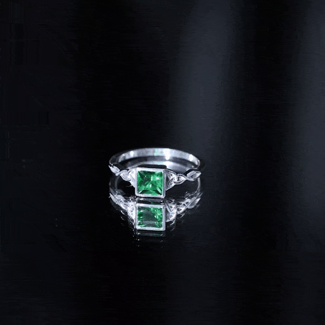 Certified Princess Cut Lab Grown Emerald Celtic Promise Ring AAAA - Rosec Jewels
