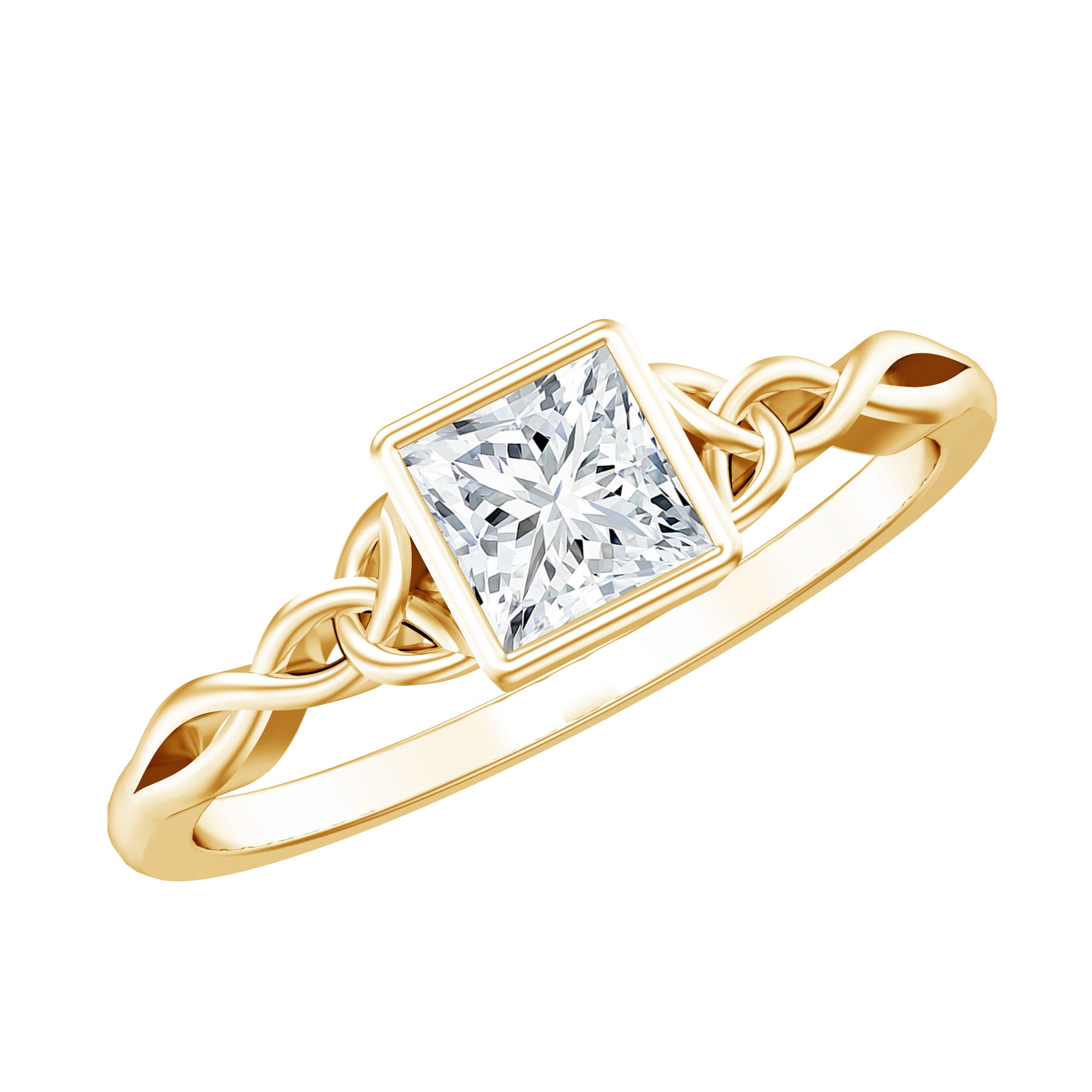 Princess Cut Moissanite Promise Ring in Bezel Setting D-VS1 - Rosec Jewels
