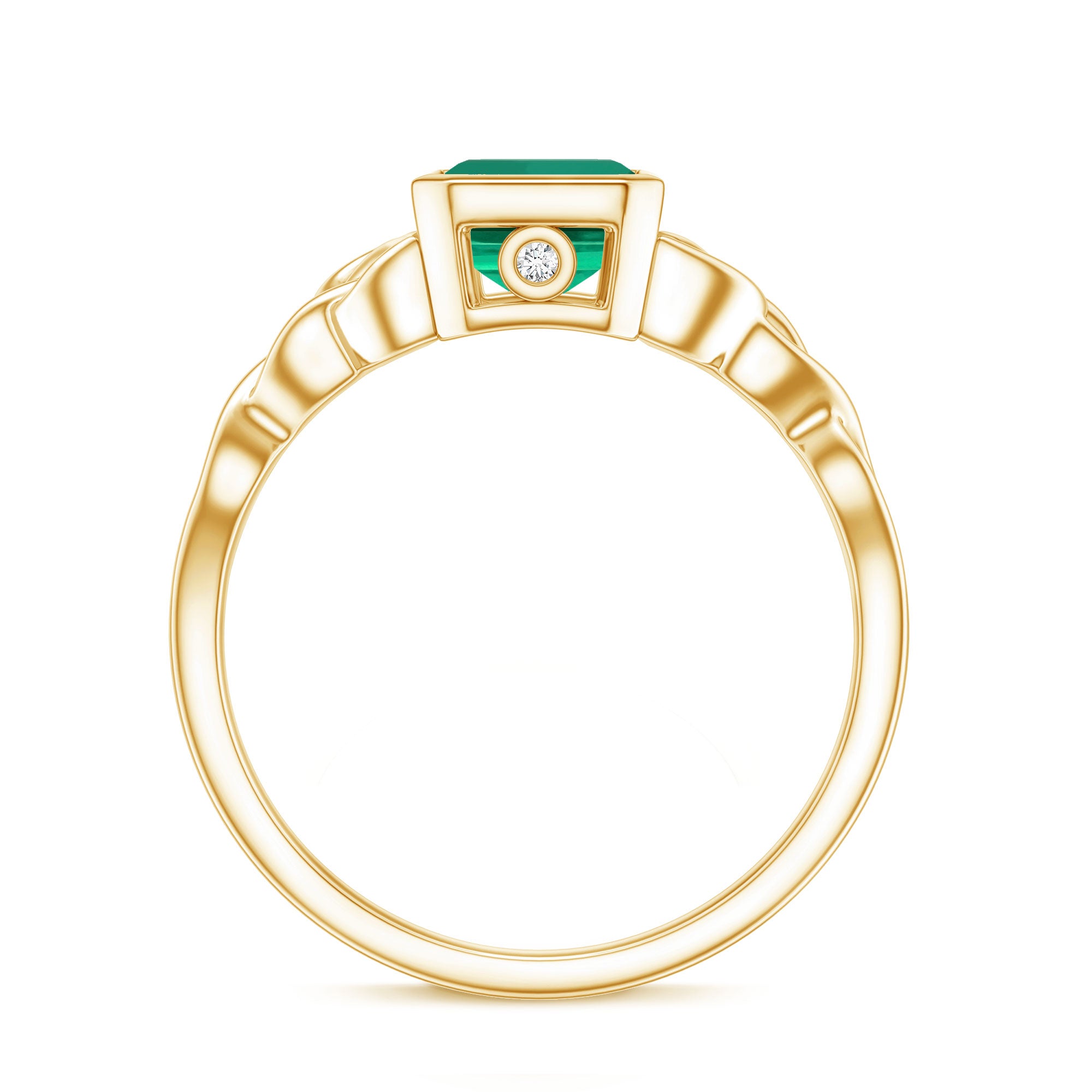 Certified Lab Grown Emerald Cut Emerald Engagement Ring with Celtic Knot AAAA - Rosec Jewels