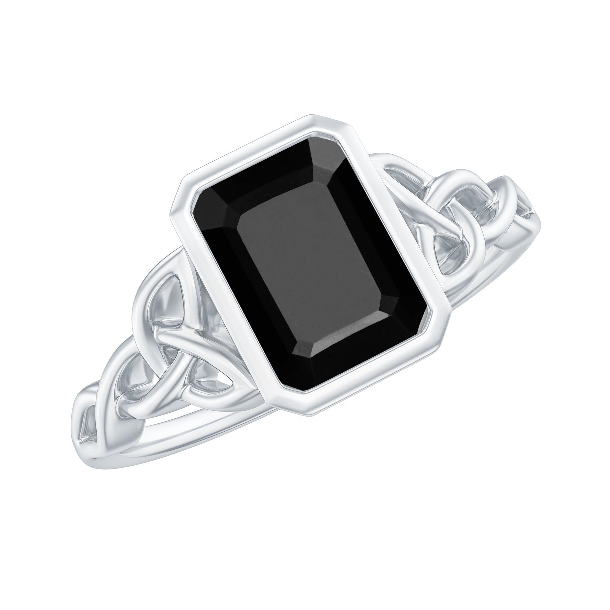 Solitaire Created Black Diamond Celtic Engagement Ring