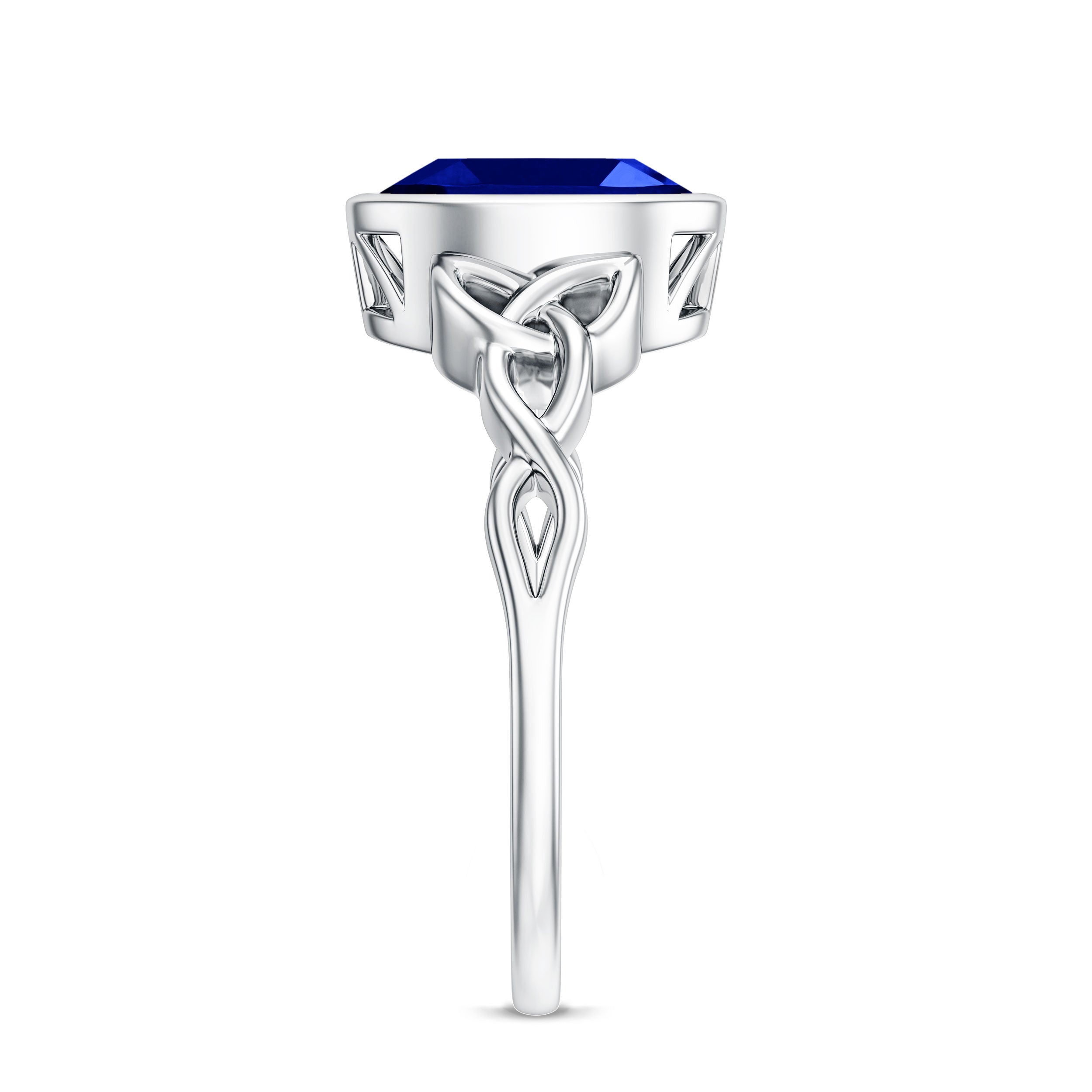 Certified 4 Carat Oval Lab Grown Blue Sapphire Bezel Set Engagement Ring AAAA - Rosec Jewels