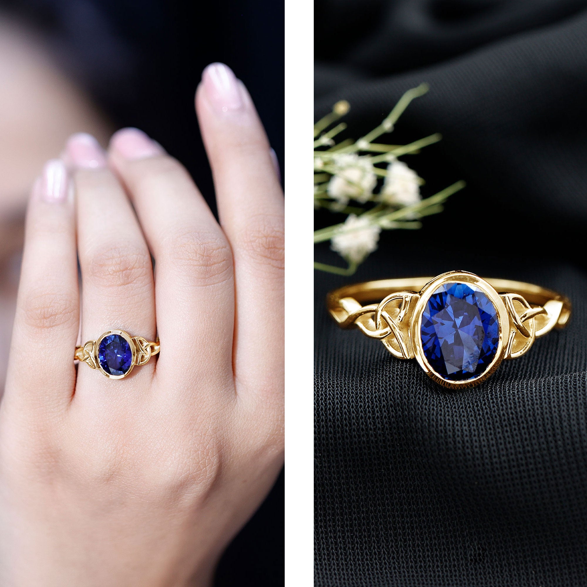 Certified 4 Carat Oval Lab Grown Blue Sapphire Bezel Set Engagement Ring AAAA - Rosec Jewels