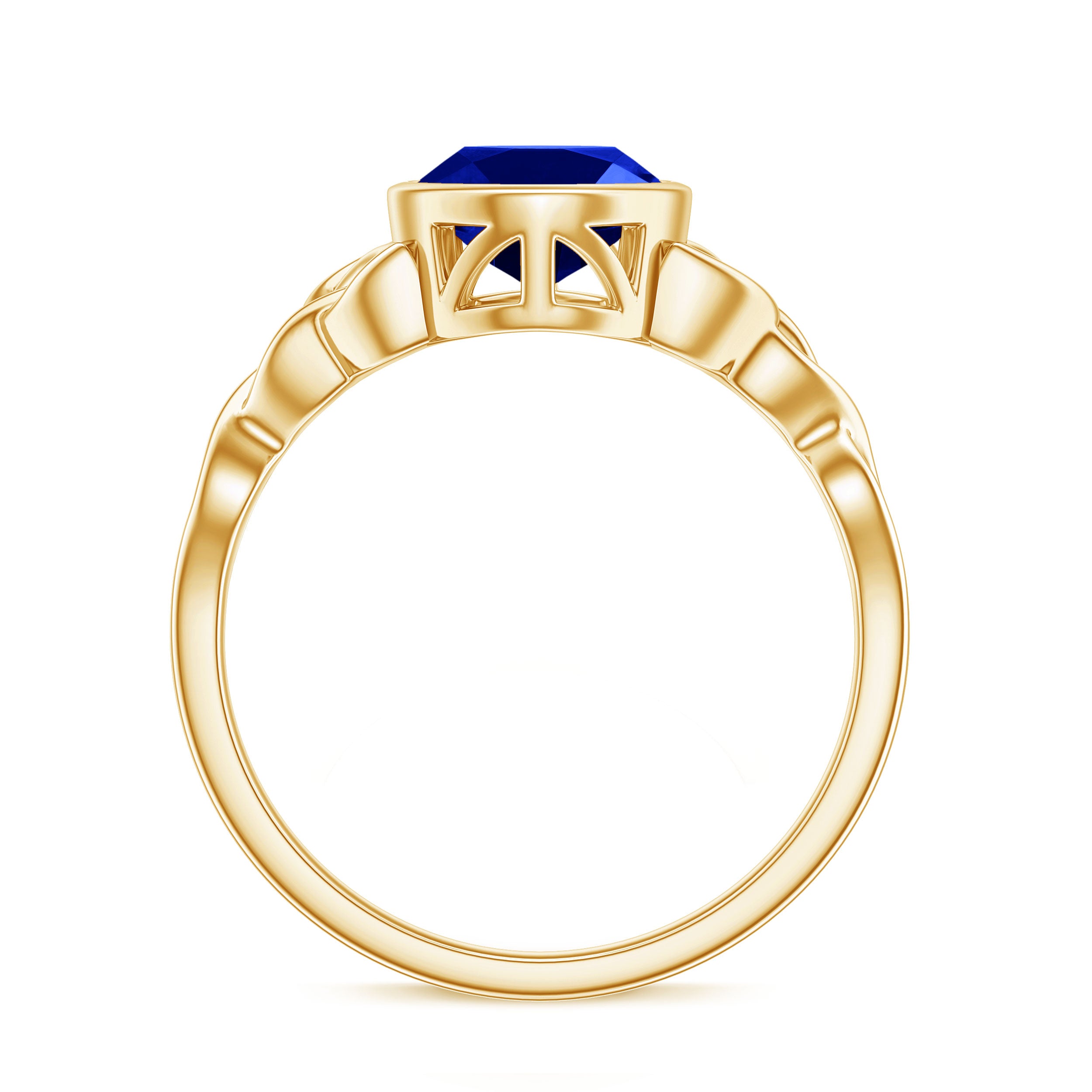 Certified 4 Carat Oval Lab Grown Blue Sapphire Bezel Set Engagement Ring AAAA - Rosec Jewels