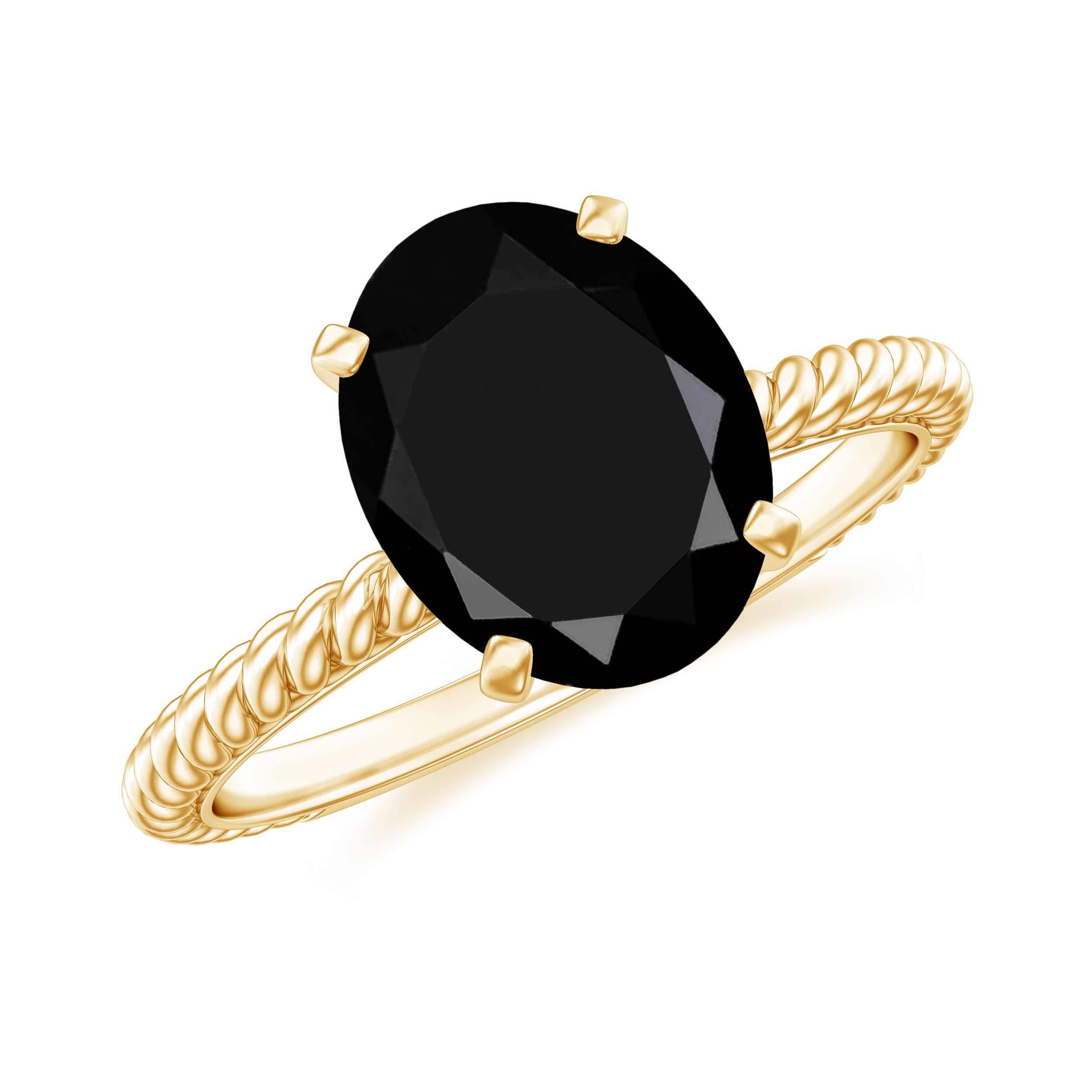 4.2 Carat Oval Lab Grown Black Diamond Solitaire Engagement Ring with Surprise White Diamond AAAA ( Synthetic ) - Rosec Jewels