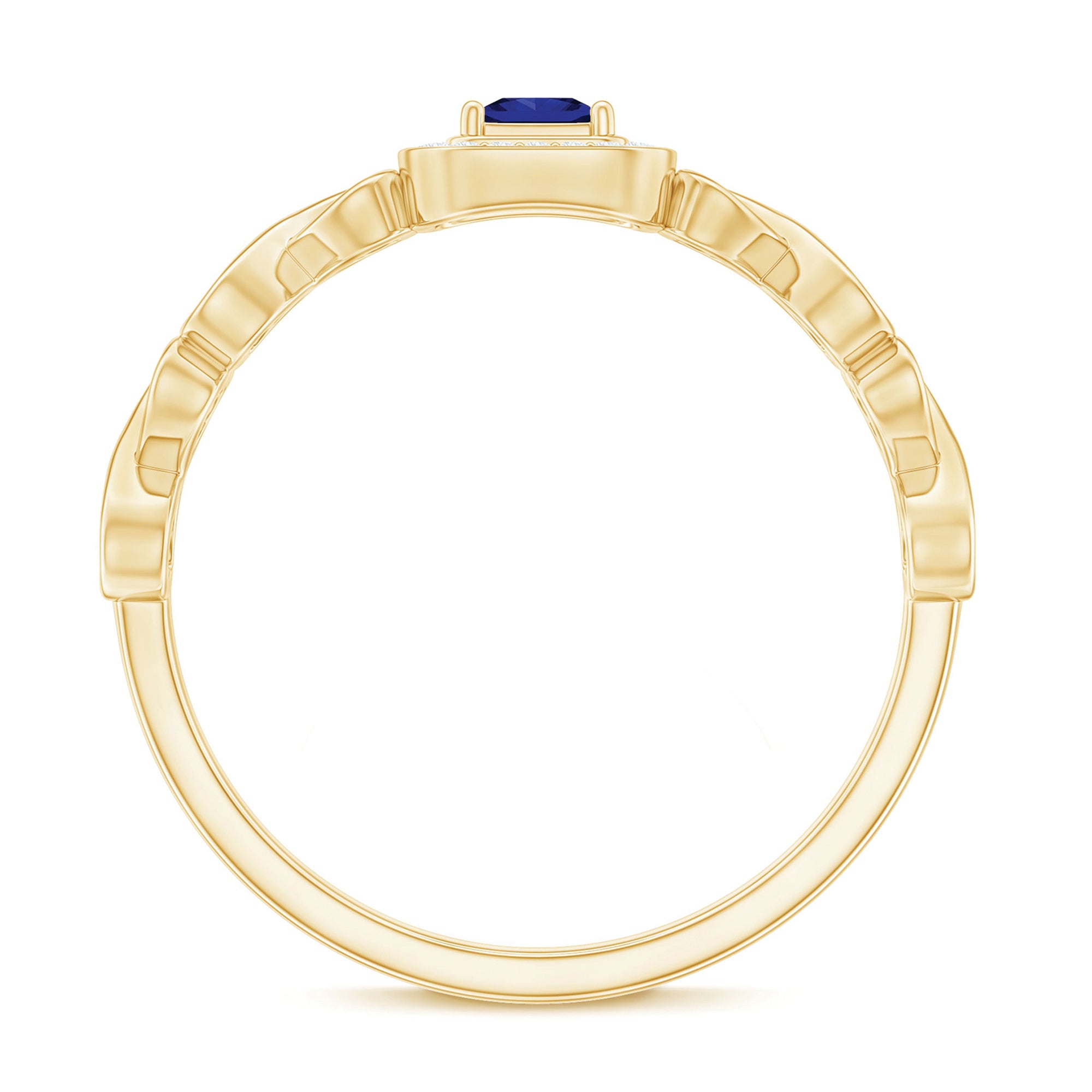 Certified Lab Blue Sapphire Diamond Promise Ring with Infinity Heart Shank AAAA - Rosec Jewels