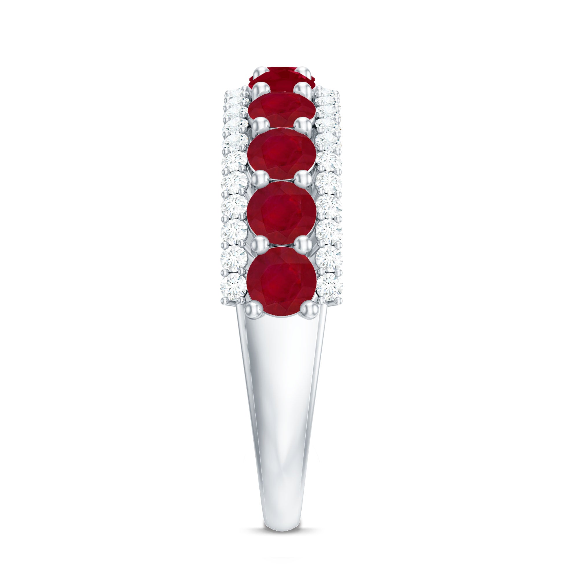 Rosec Jewels-Natural Ruby Diamond Half Eternity Anniversary Band Ring for Women
