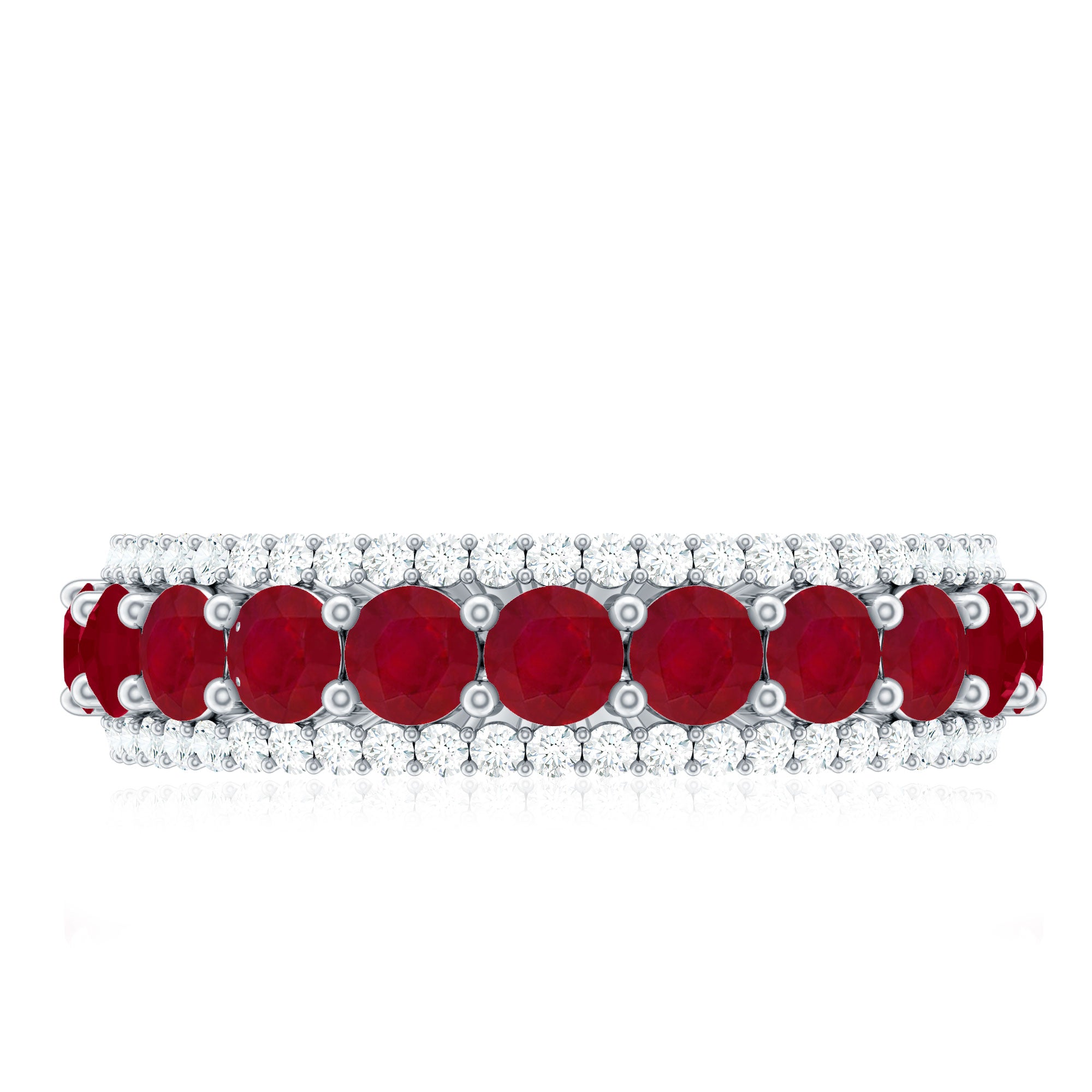 Rosec Jewels-Natural Ruby Diamond Half Eternity Anniversary Band Ring for Women