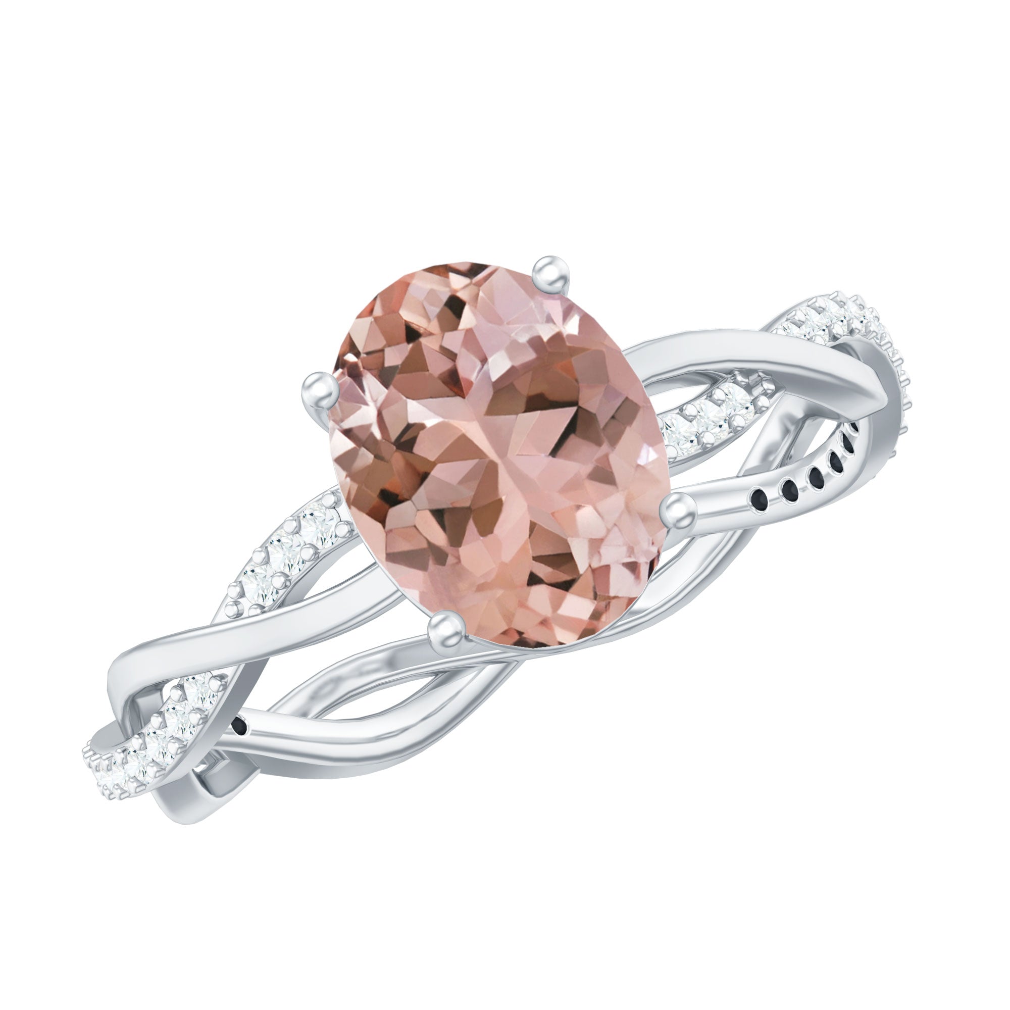 Solitaire Morganite Engagement Ring with Braided Diamond