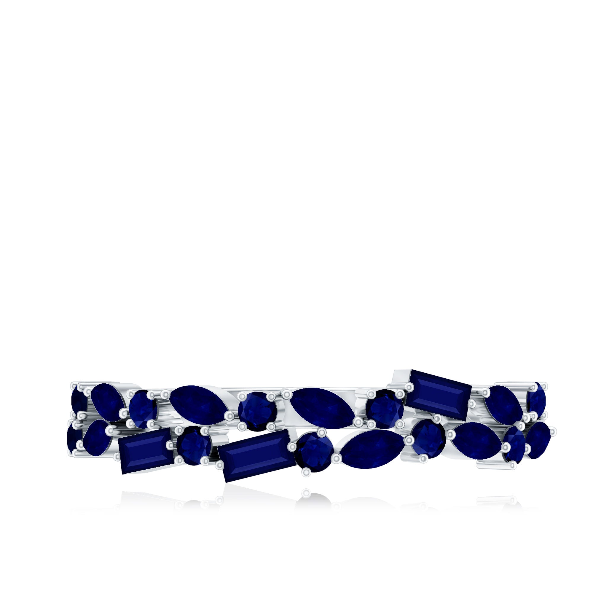 Rosec Jewels-Natural Blue Sapphire Half Eternity Anniversary Ring for Women