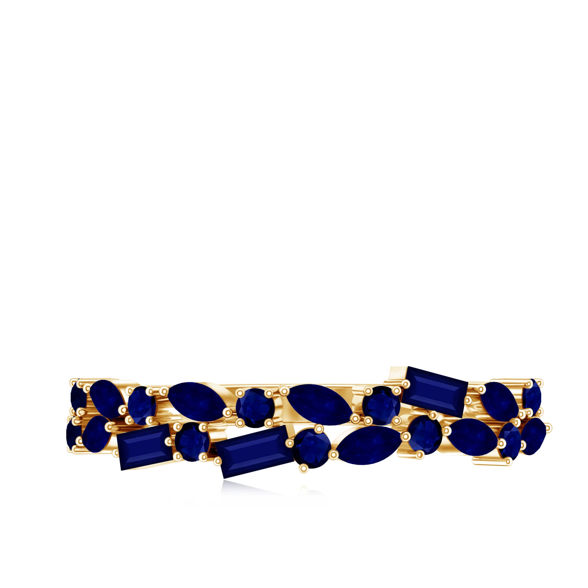Natural Blue Sapphire Half Eternity Anniversary Ring for Women AAA - Rosec Jewels