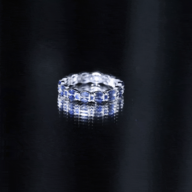 Rosec Jewels-1.5 CT Marquise and Round Blue Sapphire Contemporary Full Eternity Ring