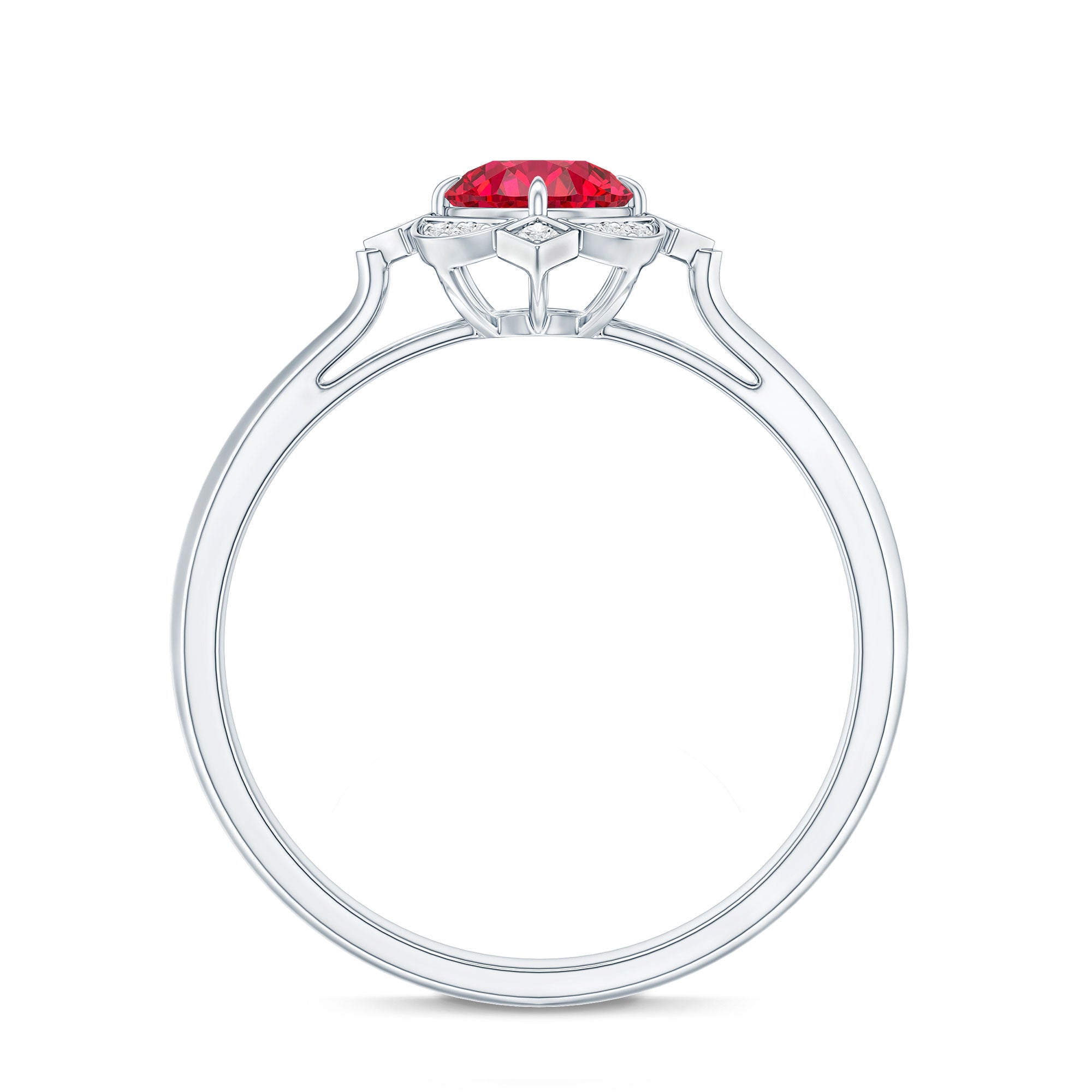 Rosec Jewels-Vintage Style Lab Grown Ruby and Diamond Engagement Ring