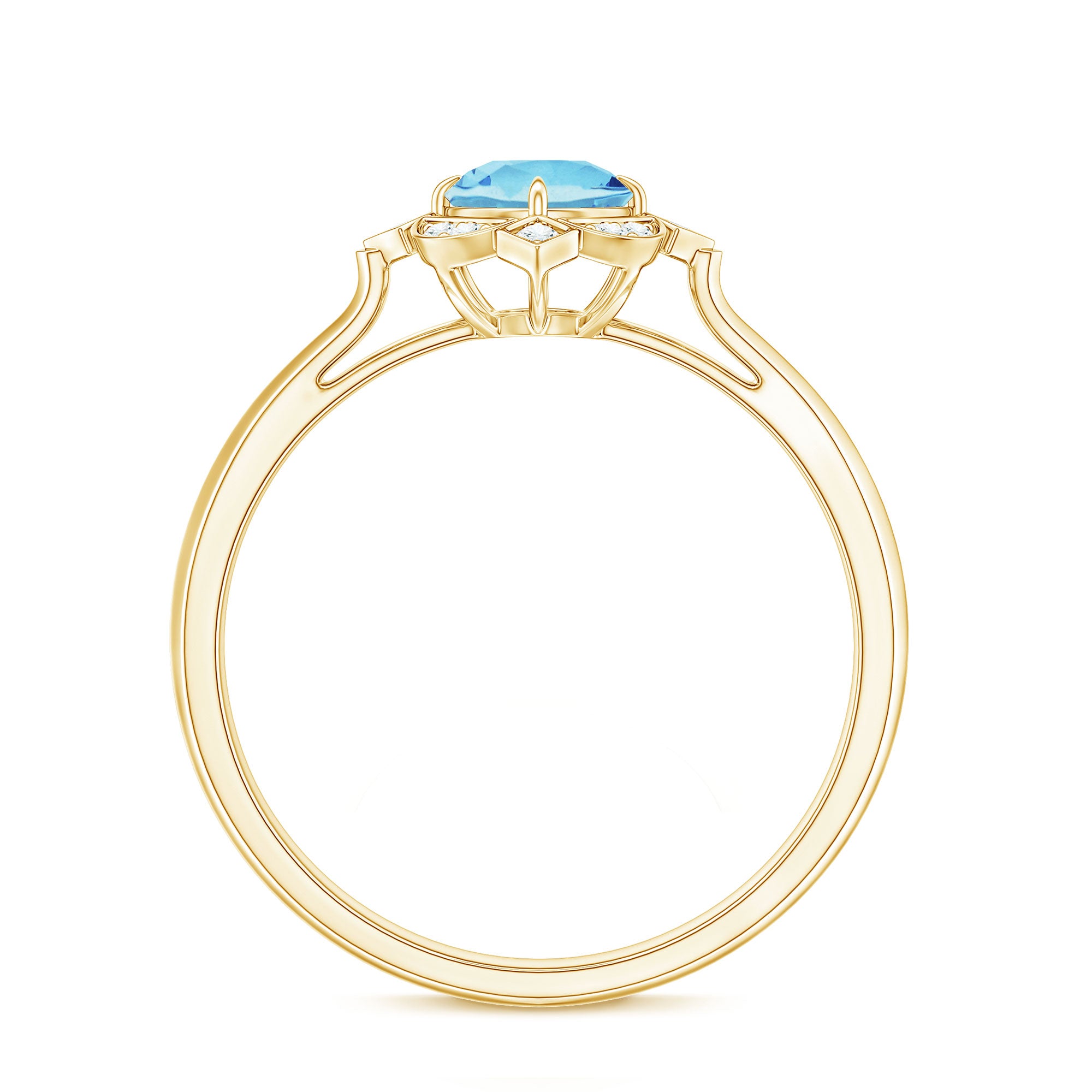 Vintage Inspired Aquamarine and Diamond Engagement Ring with Certificate AAA - Rosec Jewels