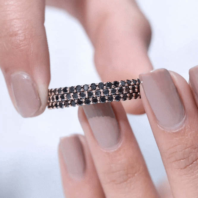 Certified Lab Grown Black Diamond Half Eternity Band Ring for Women AAAA ( Synthetic ) - Rosec Jewels