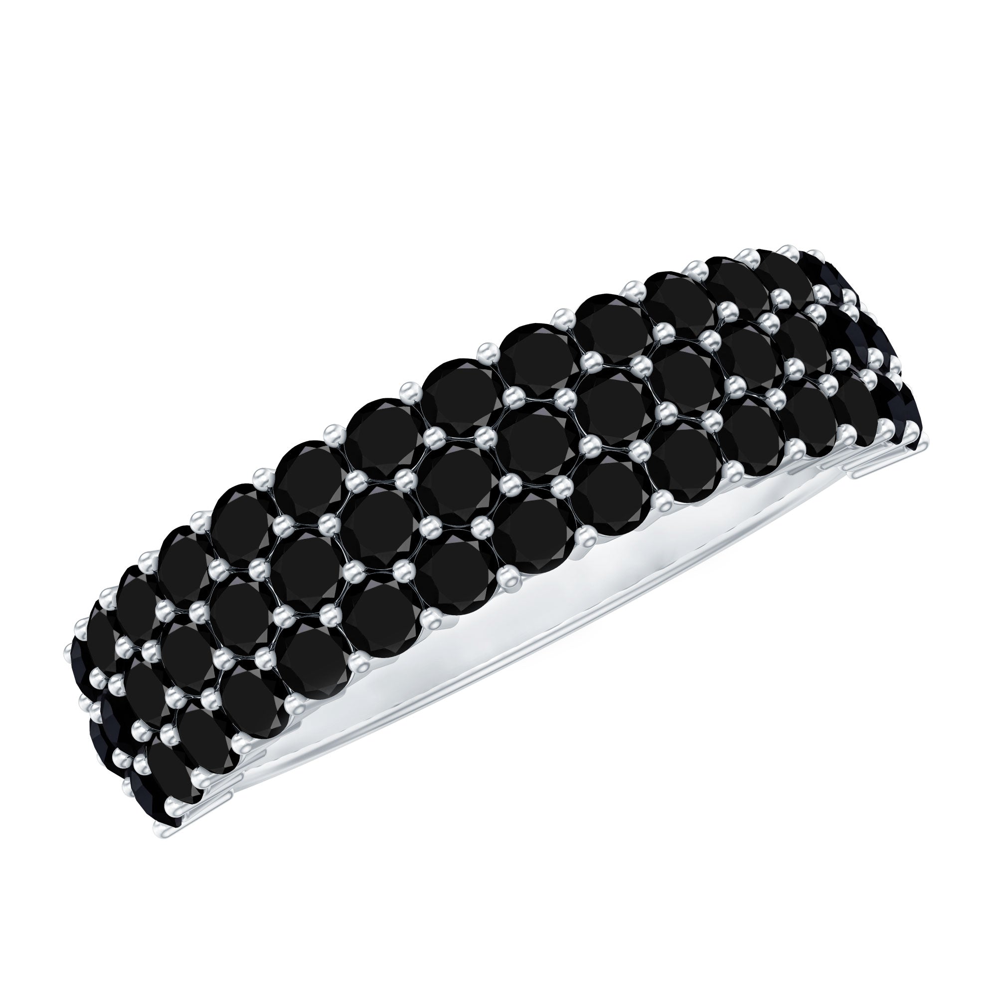 Certified Lab Grown Black Diamond Half Eternity Band Ring for Women AAAA ( Synthetic ) - Rosec Jewels