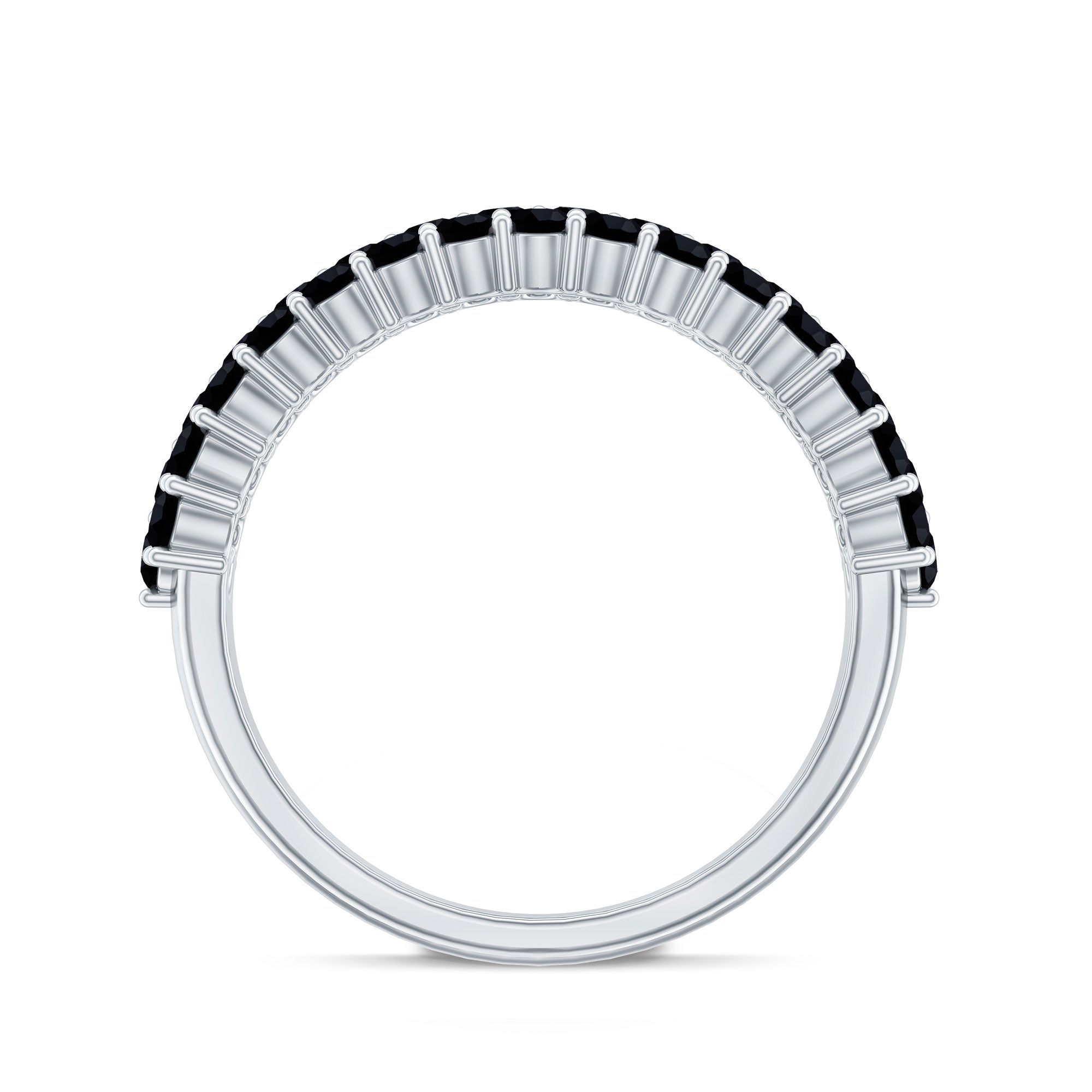 Certified Lab Grown Black Diamond Half Eternity Band Ring for Women AAAA ( Synthetic ) - Rosec Jewels