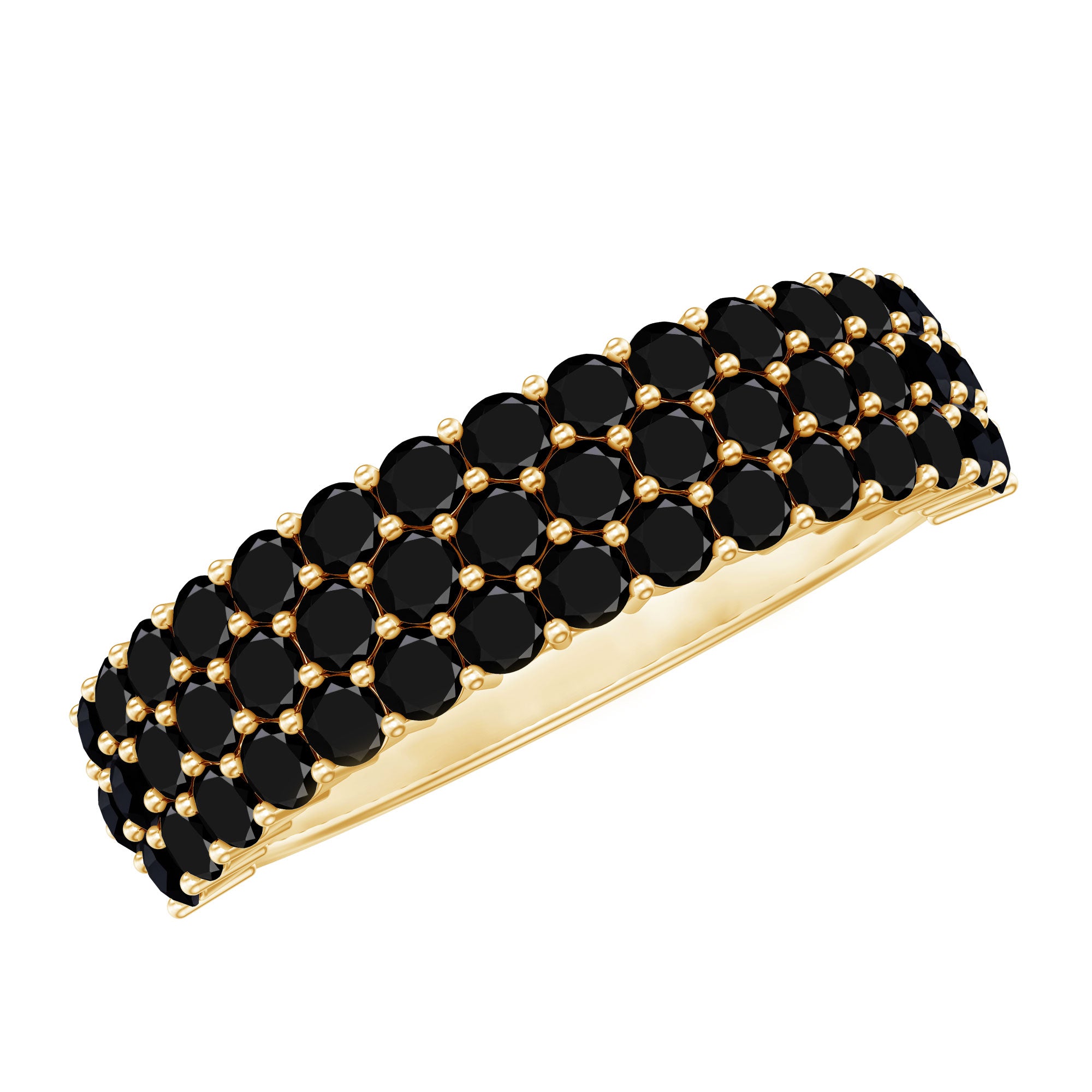 Certified Lab Grown Black Diamond Half Eternity Band Ring for Women AAAA ( Synthetic ) - Rosec Jewels