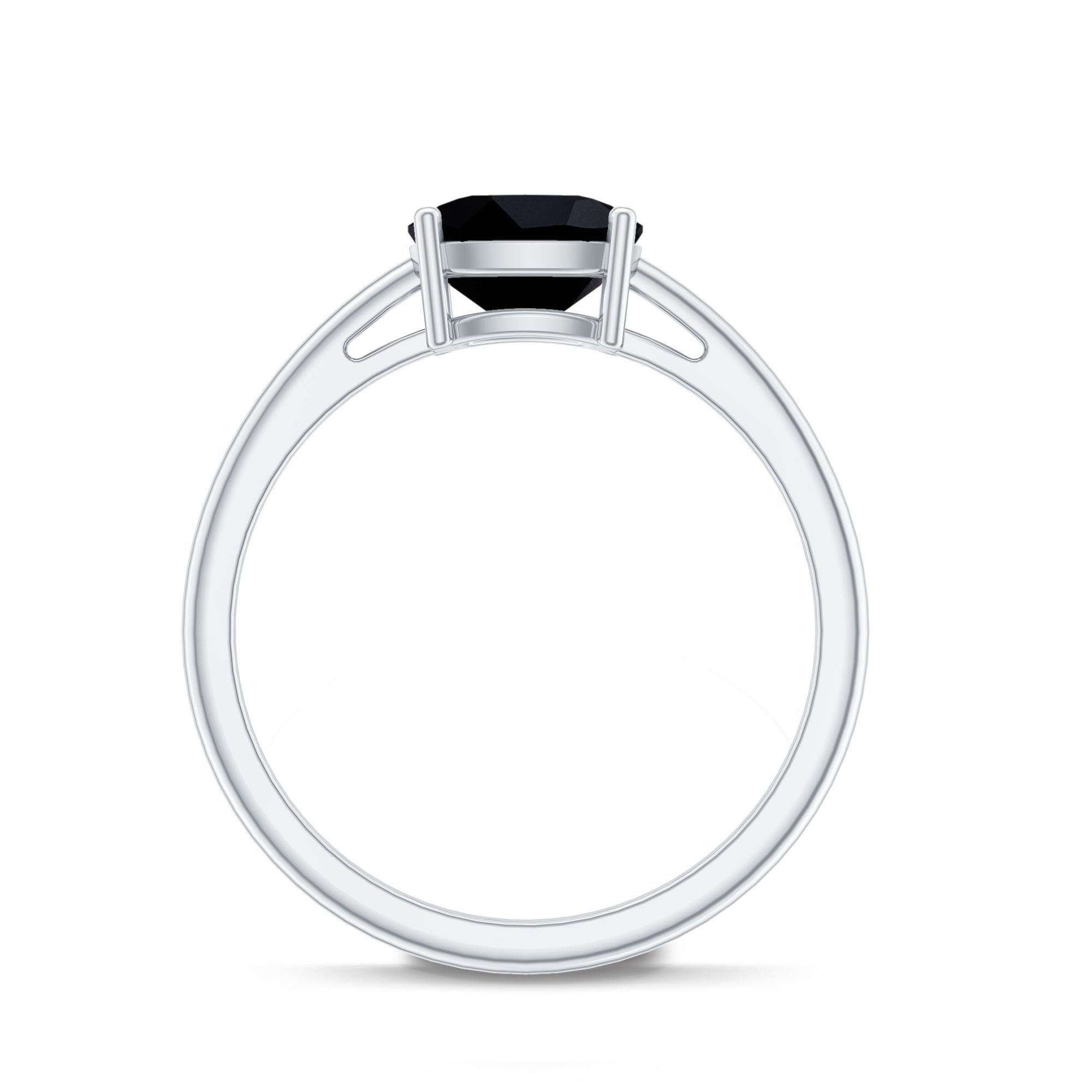 Certified Black Onyx 8MM Cushion Cut Engagement Ring AAA - Rosec Jewels