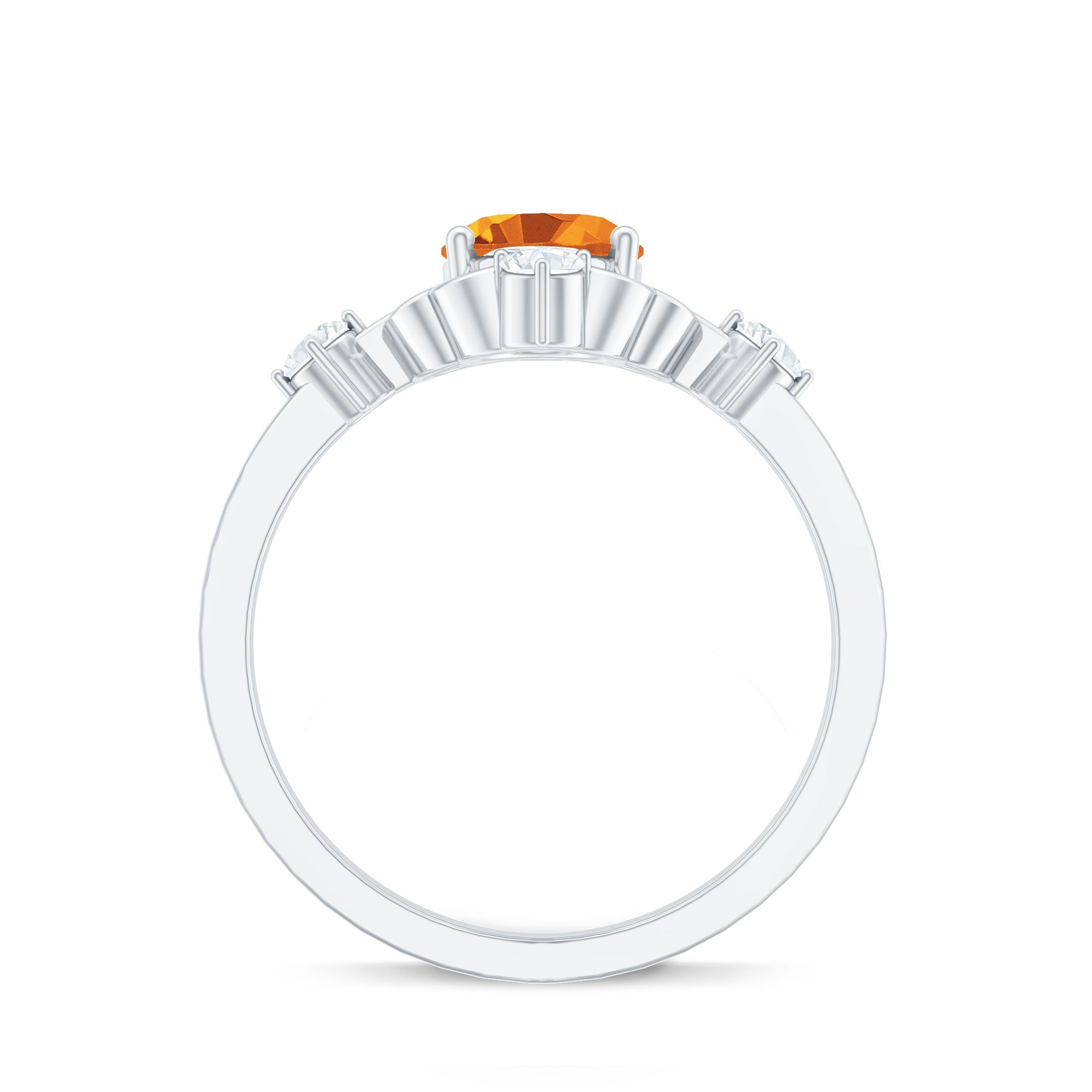 Vintage Style 1 Carat Citrine Oval Engagement Ring with Diamond AAA - Rosec Jewels