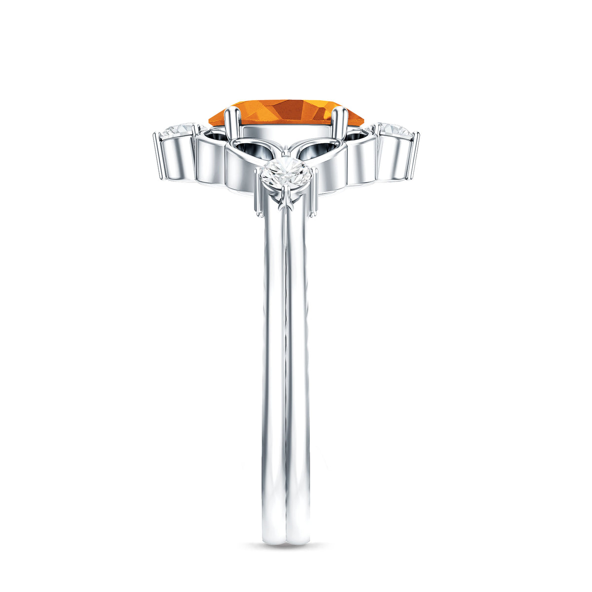 Vintage Style 1 Carat Citrine Oval Engagement Ring with Diamond AAA - Rosec Jewels