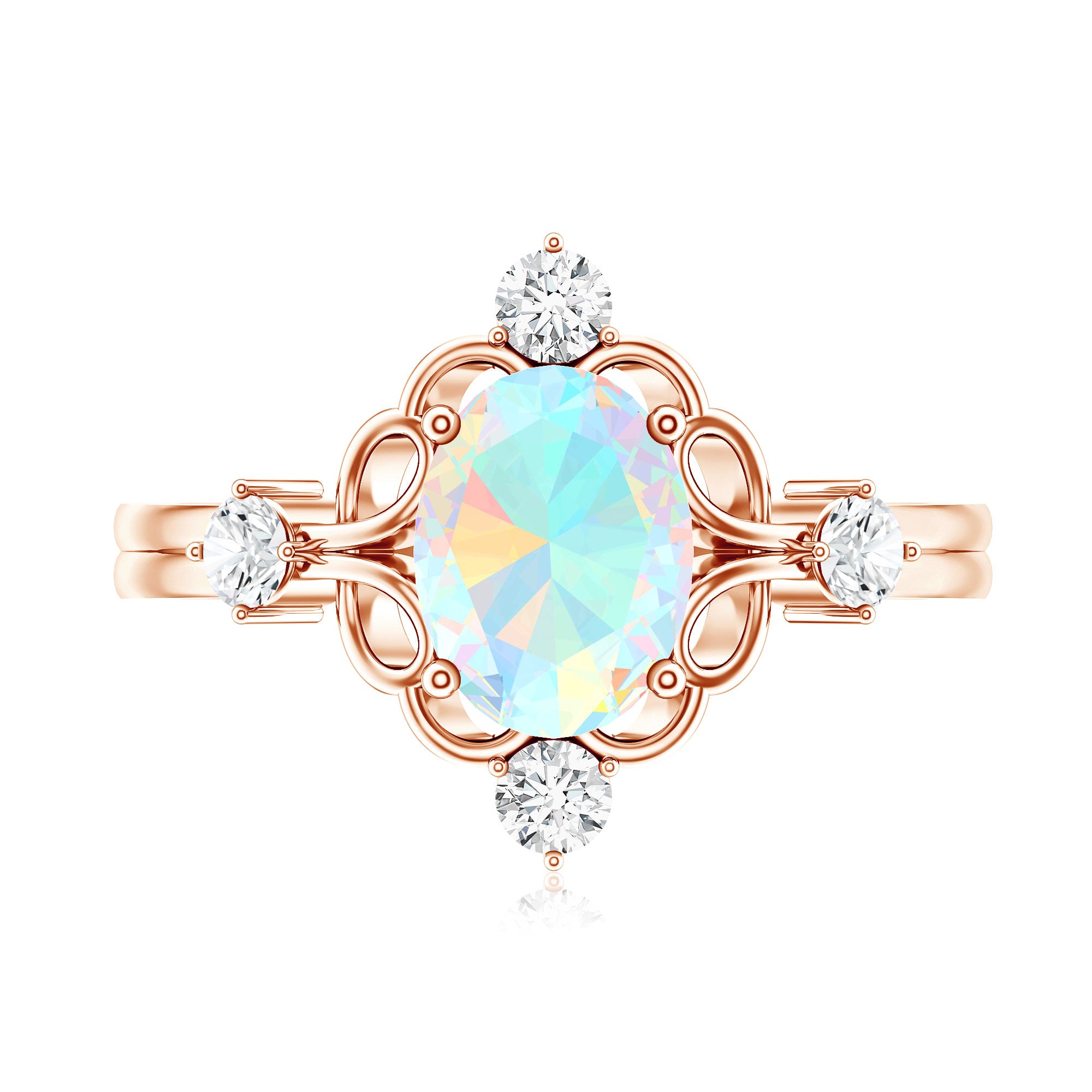 Designer Ethiopian Opal and Diamond Engagement Ring AAA - Rosec Jewels