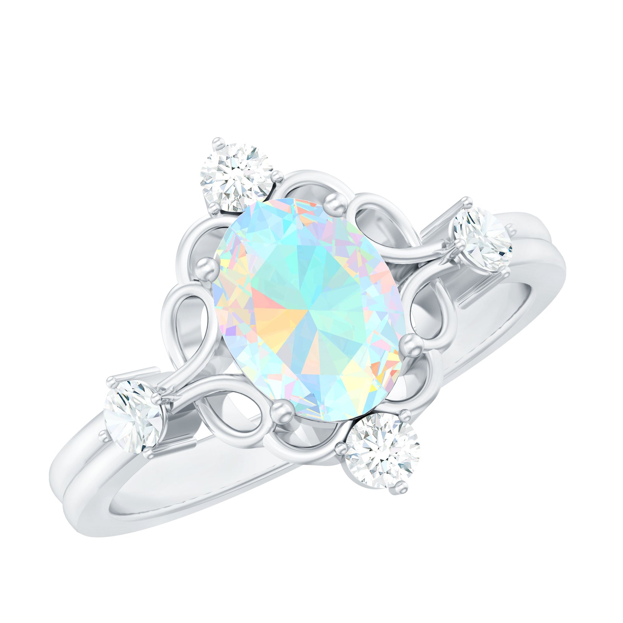 Designer Ethiopian Opal and Diamond Engagement Ring